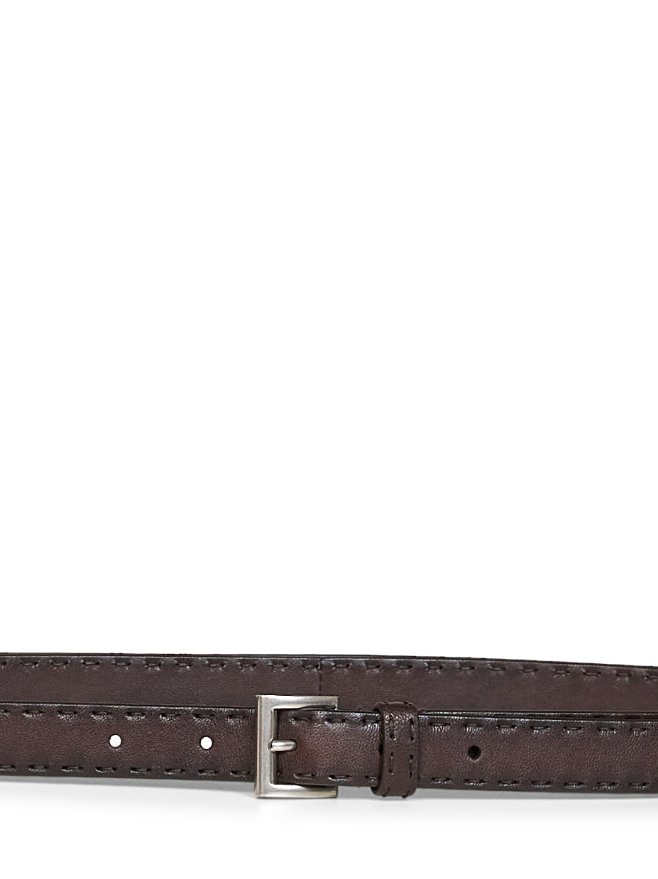 Prada Accessori Pelletteria Women Coffee Antiqued Nappa Leather Belt PRADA