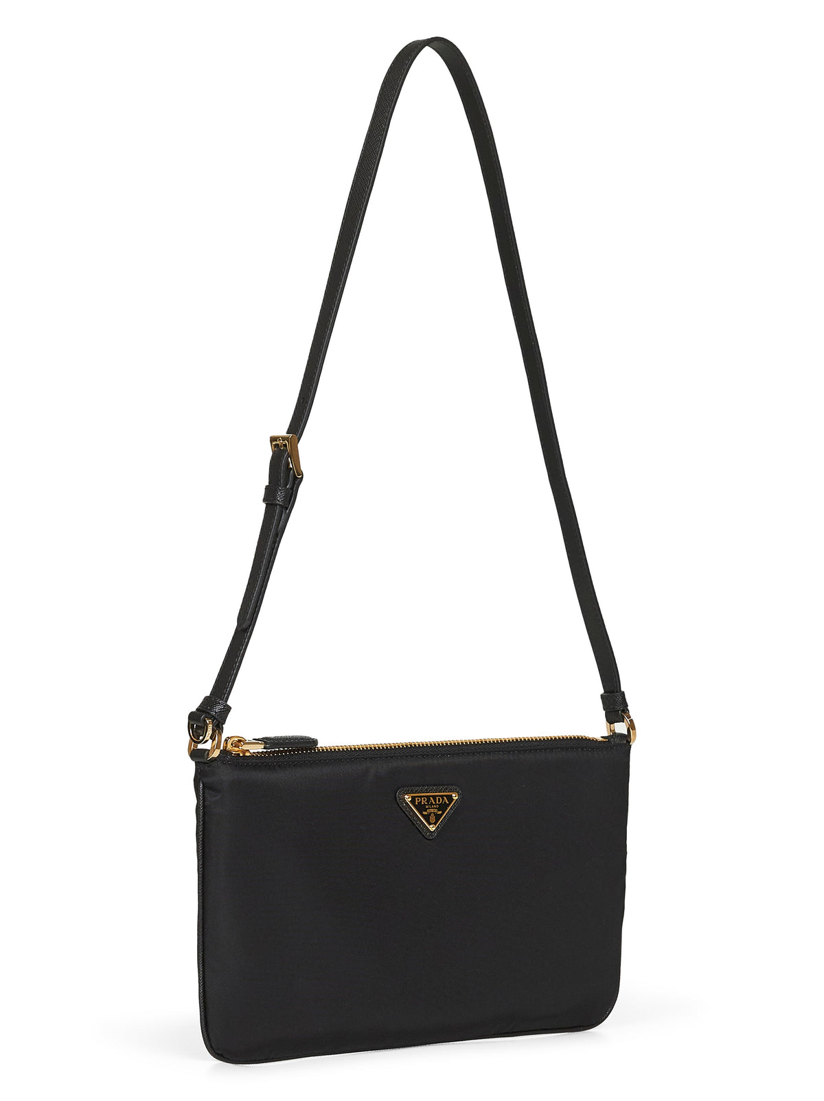 Prada Accessori Pelletteria Women Black Pouch With Shoulder Strap PRADA