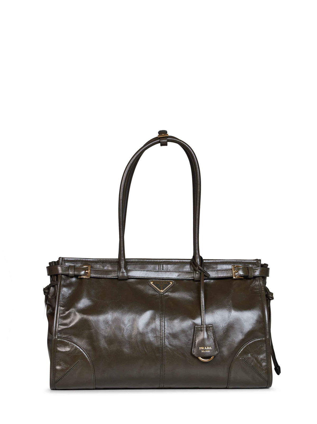 Prada Borse Women Forest Green Prada Bonnie Large Handbag PRADA