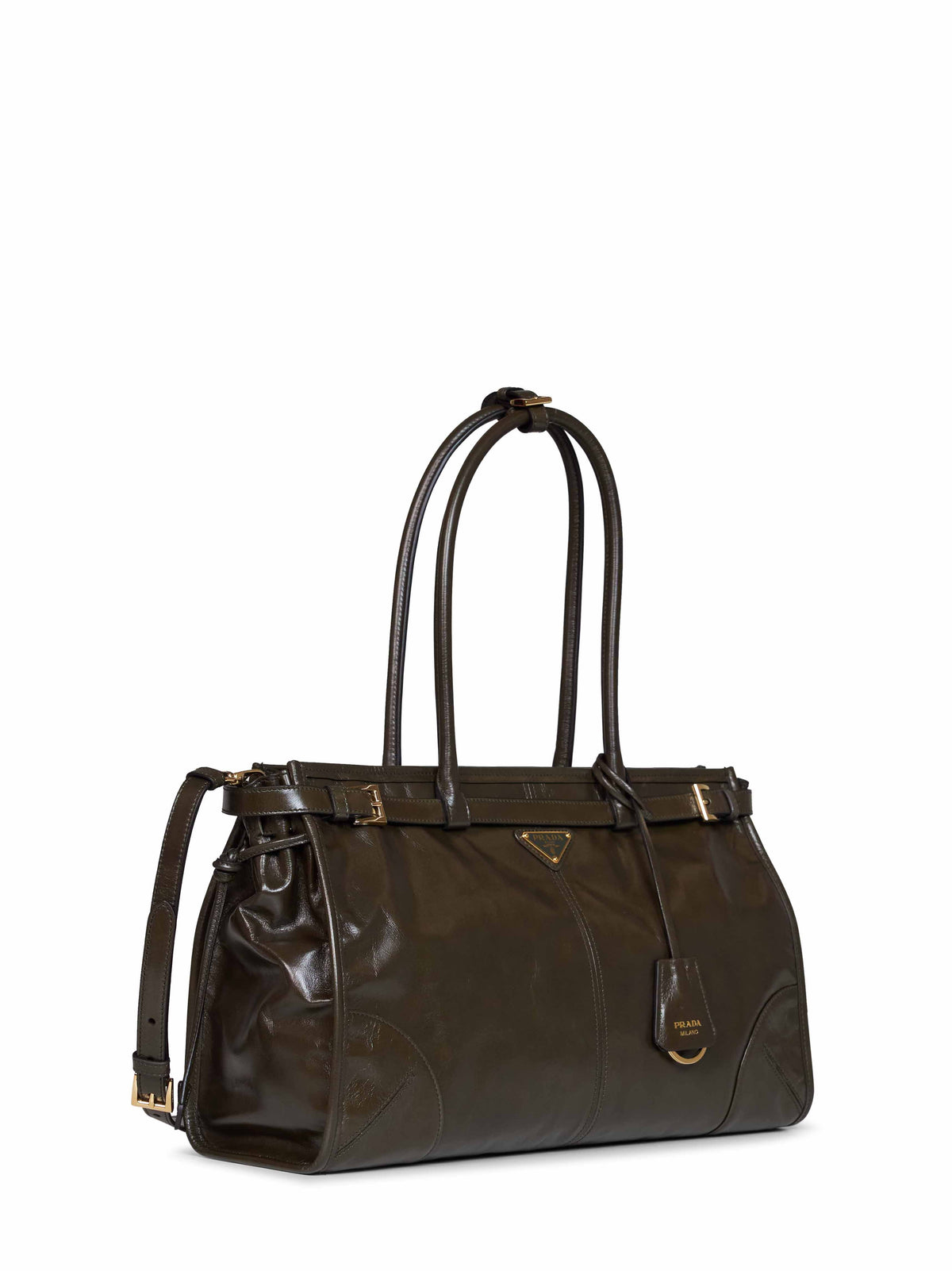 Prada Borse Women Forest Green Prada Bonnie Large Handbag PRADA