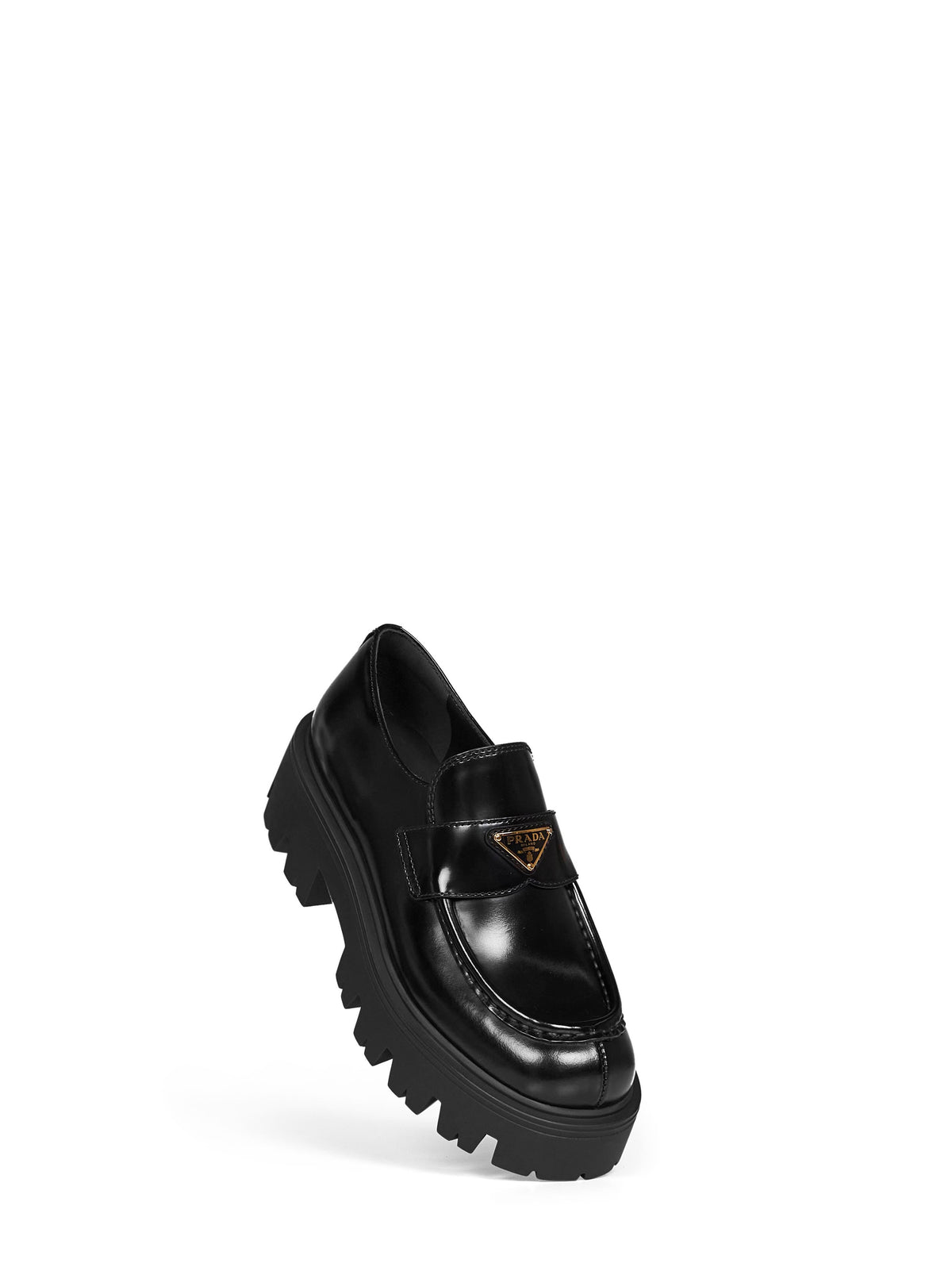 Prada Calzature Women Black Brushed Leather Loafers PRADA