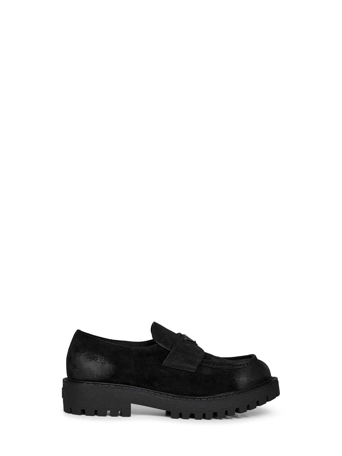 Prada Calzature Men Black Vintage-Effect Nubuck Loafers PRADA