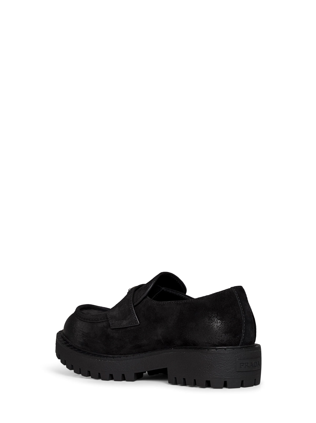 Prada Calzature Men Black Vintage-Effect Nubuck Loafers PRADA