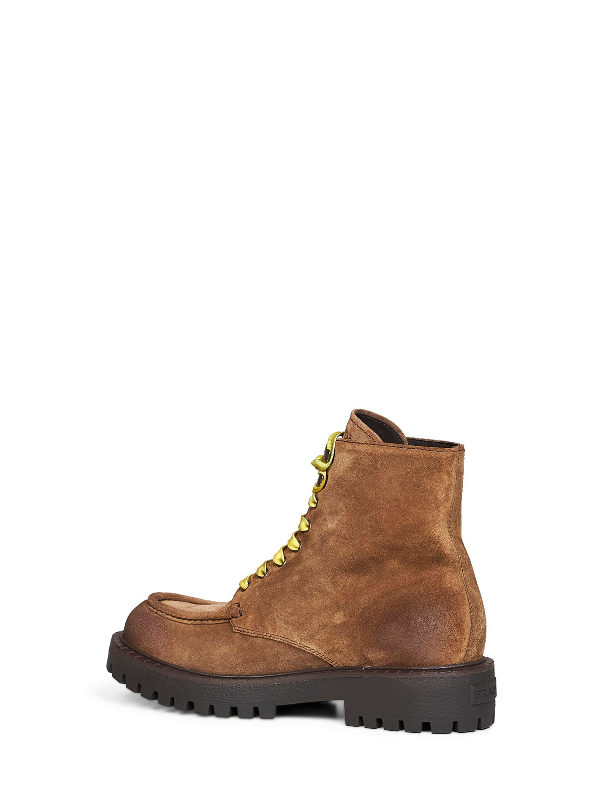 Prada Calzature Men Cigar Aged Suede Lace-Up Ankle Boots PRADA