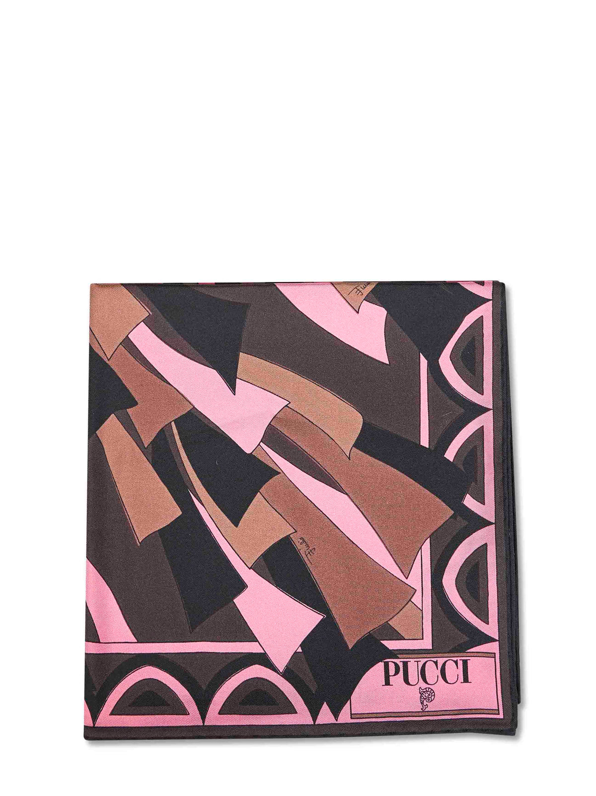 Pucci Women Brown And Coral Baiadera-Print Silk Twill Scarf PUCCI