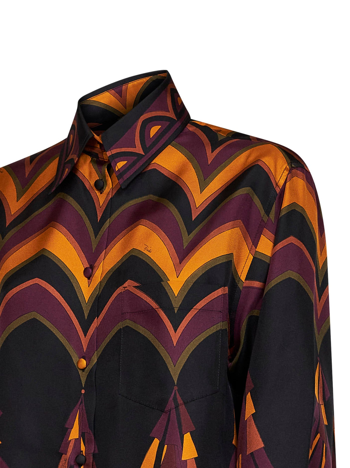 Pucci Women Burgundy And Gold Baiadera-Print Silk Twill Fluid Shirt PUCCI