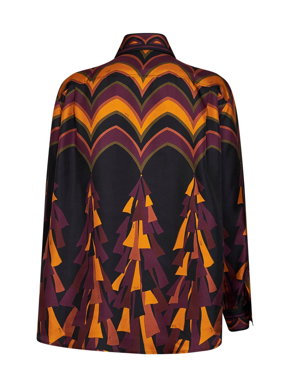Pucci Women Burgundy And Gold Baiadera-Print Silk Twill Fluid Shirt PUCCI