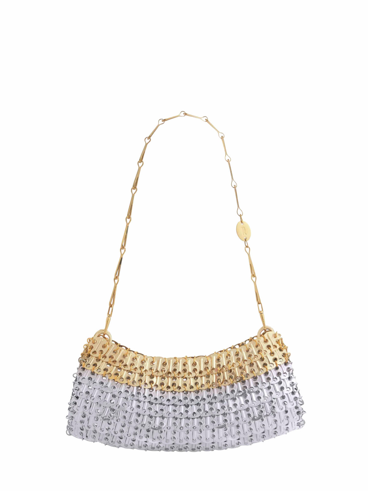 Rabanne Women Silver And Light Gold 1969 Skyline Clutch With Shoulder Strap PACO RABANNE