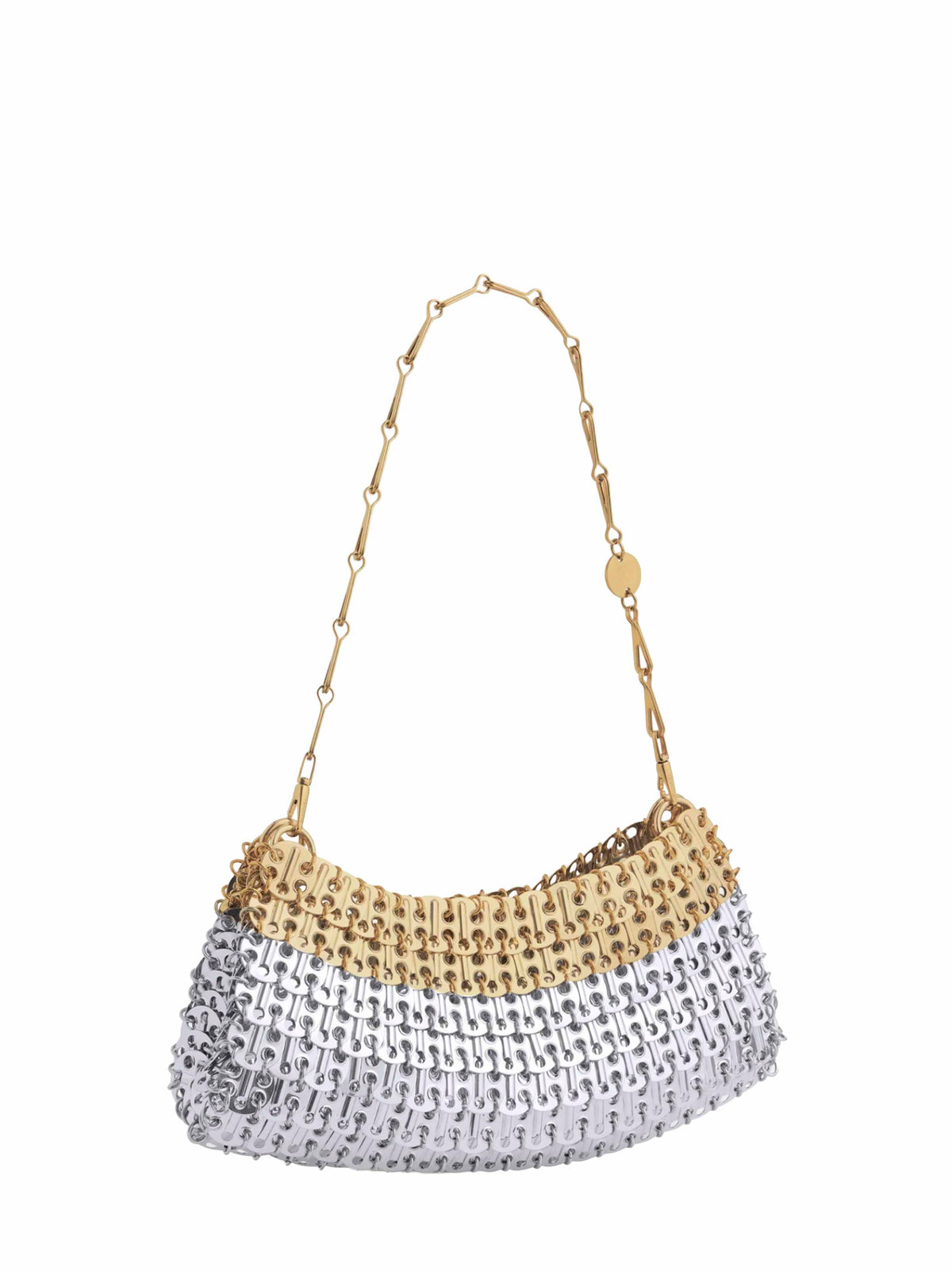 Rabanne Women Silver And Light Gold 1969 Skyline Clutch With Shoulder Strap PACO RABANNE