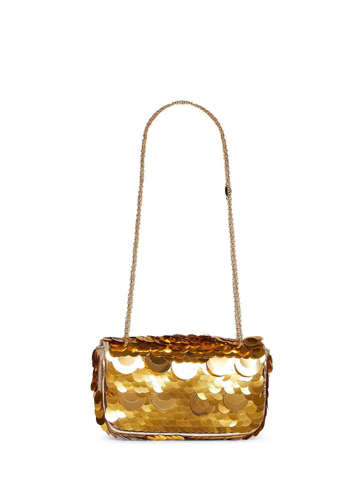 Rabanne Women Gold Small Sparkle Baguette Bag Shoulder Bag PACO RABANNE
