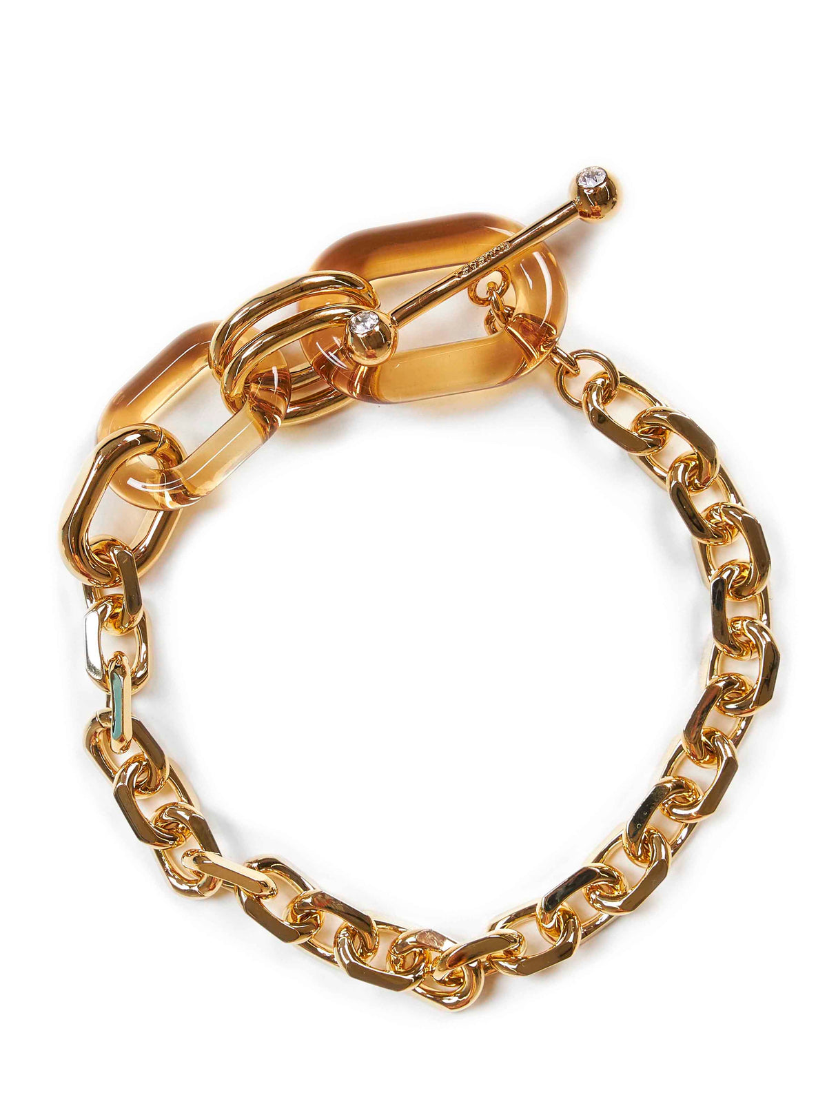 Rabanne Women Gold Brass And Ochre Plexiglass Oversized Link Necklace PACO RABANNE