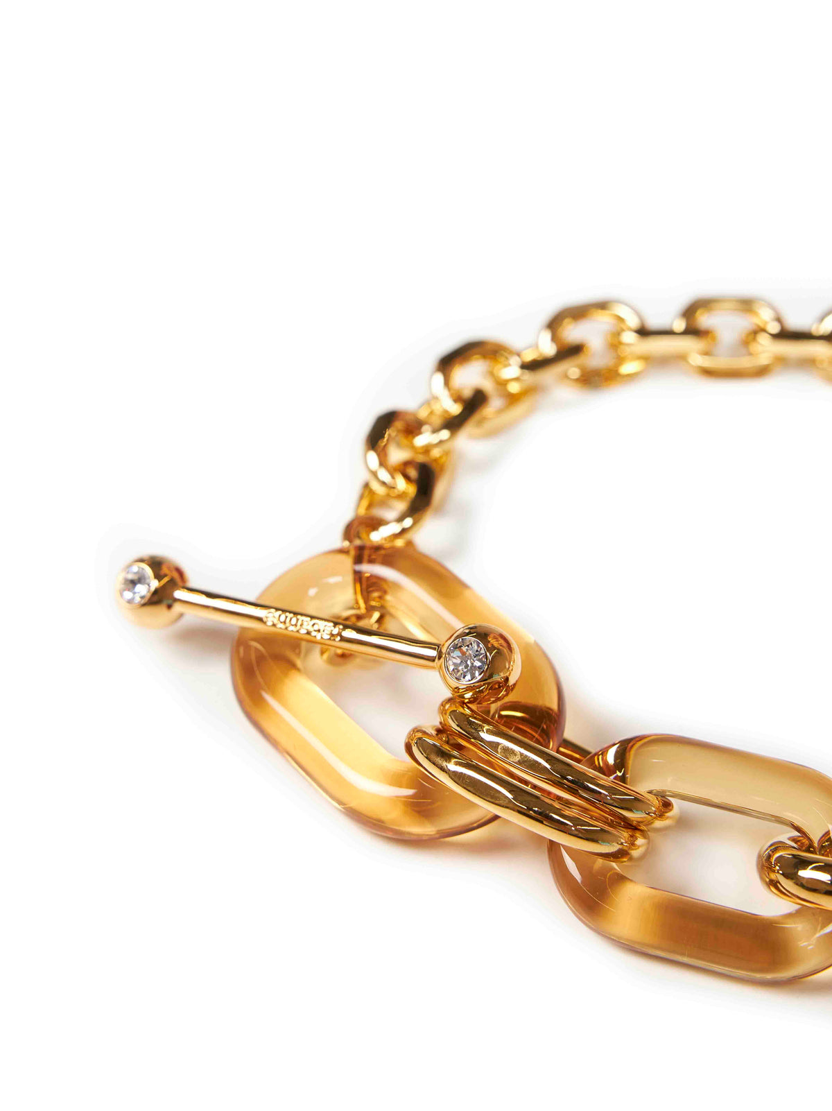 Rabanne Women Gold Brass And Ochre Plexiglass Oversized Link Necklace PACO RABANNE