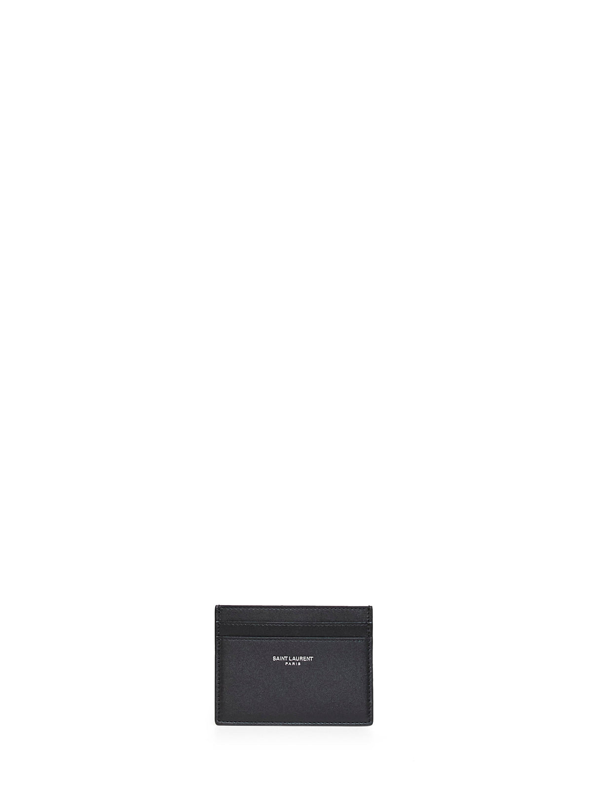 Saint Laurent Men Black Smooth Leather Saint Laurent Paris Card Holder SAINT LAURENT