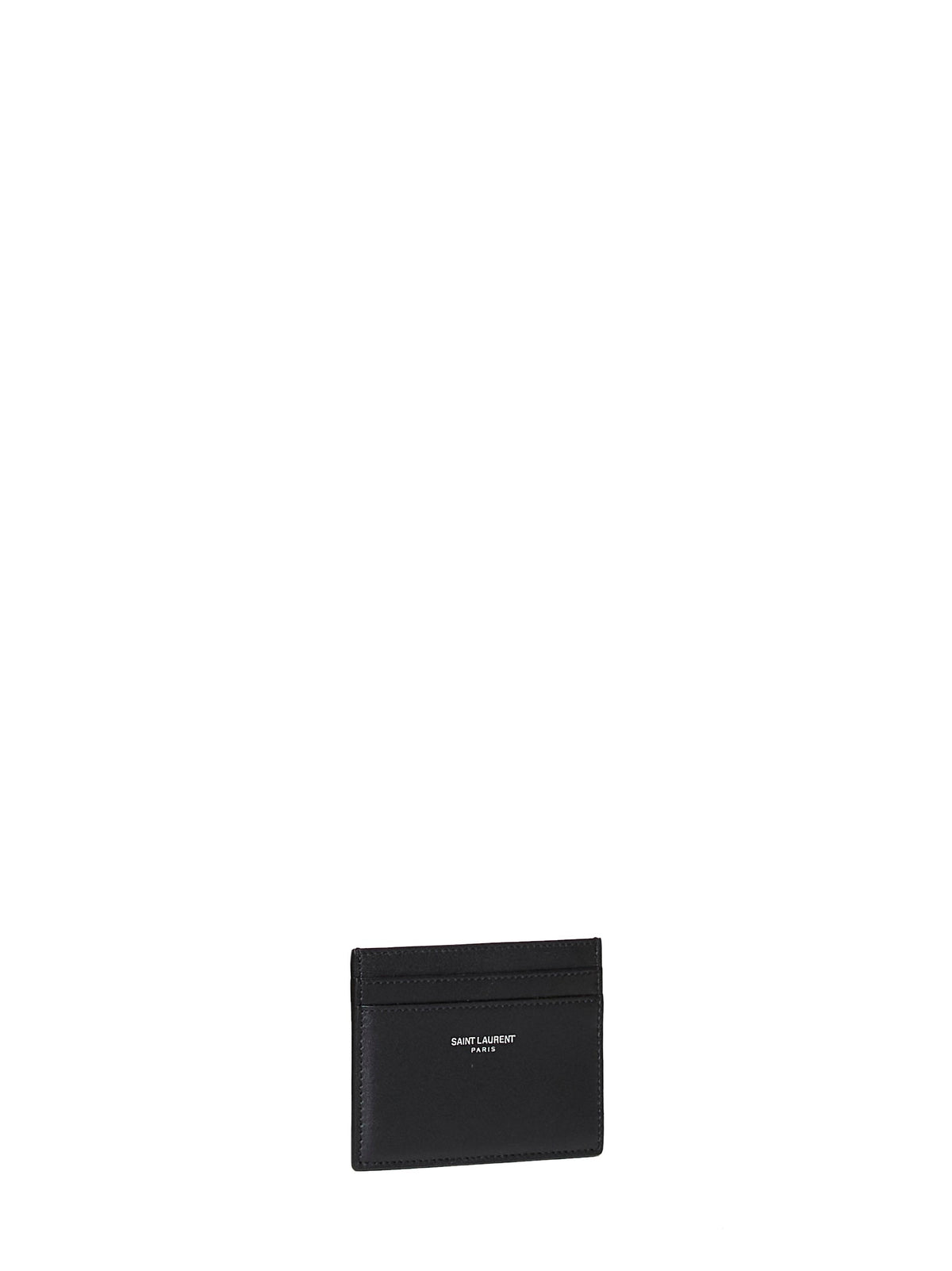 Saint Laurent Men Black Smooth Leather Saint Laurent Paris Card Holder SAINT LAURENT