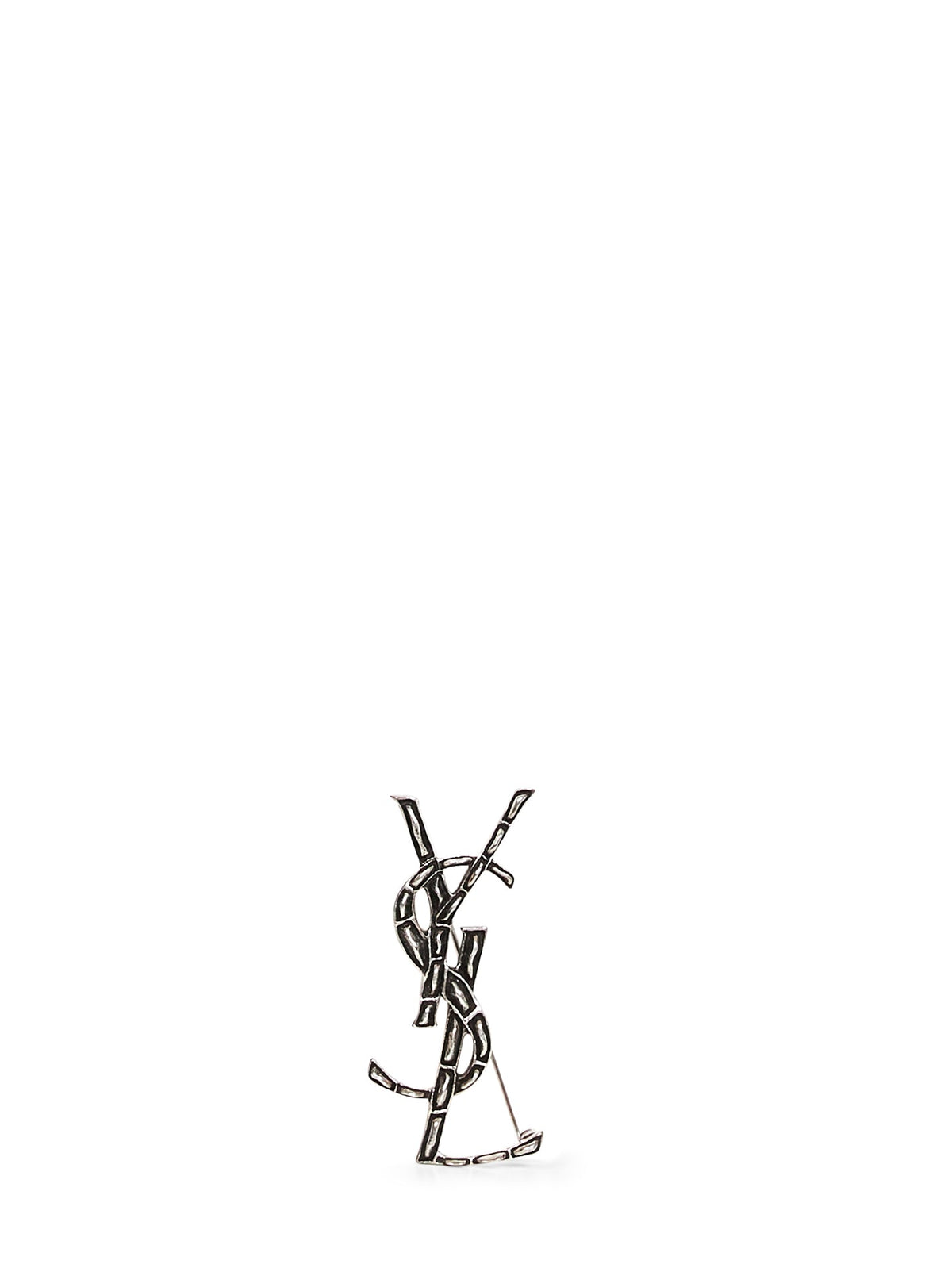 Saint Laurent Men Oxidized Silver Metal Cassandre Crocodile Brooch SAINT LAURENT