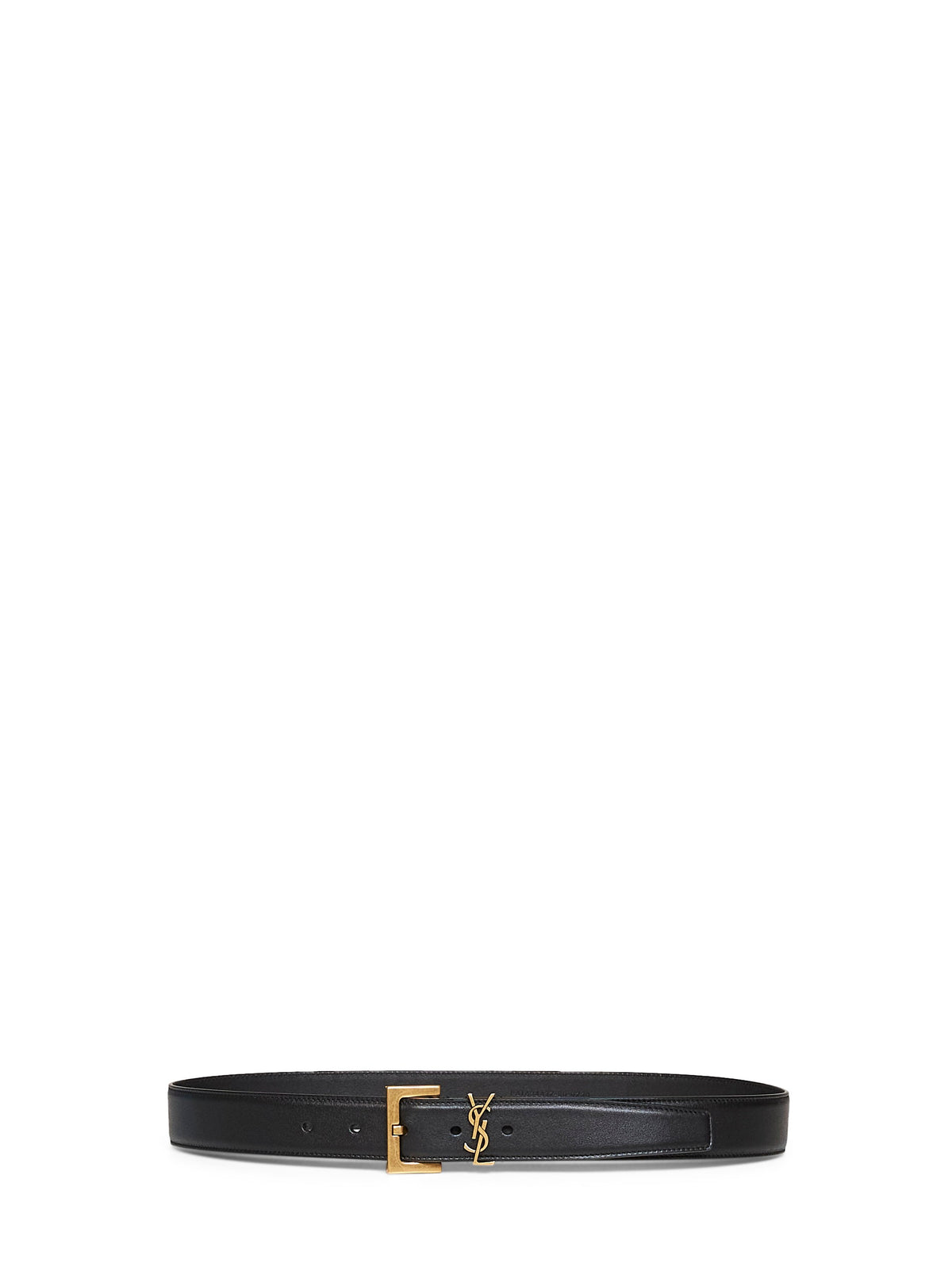 Saint Laurent Women Black Smooth Leather Cassandre Belt SAINT LAURENT