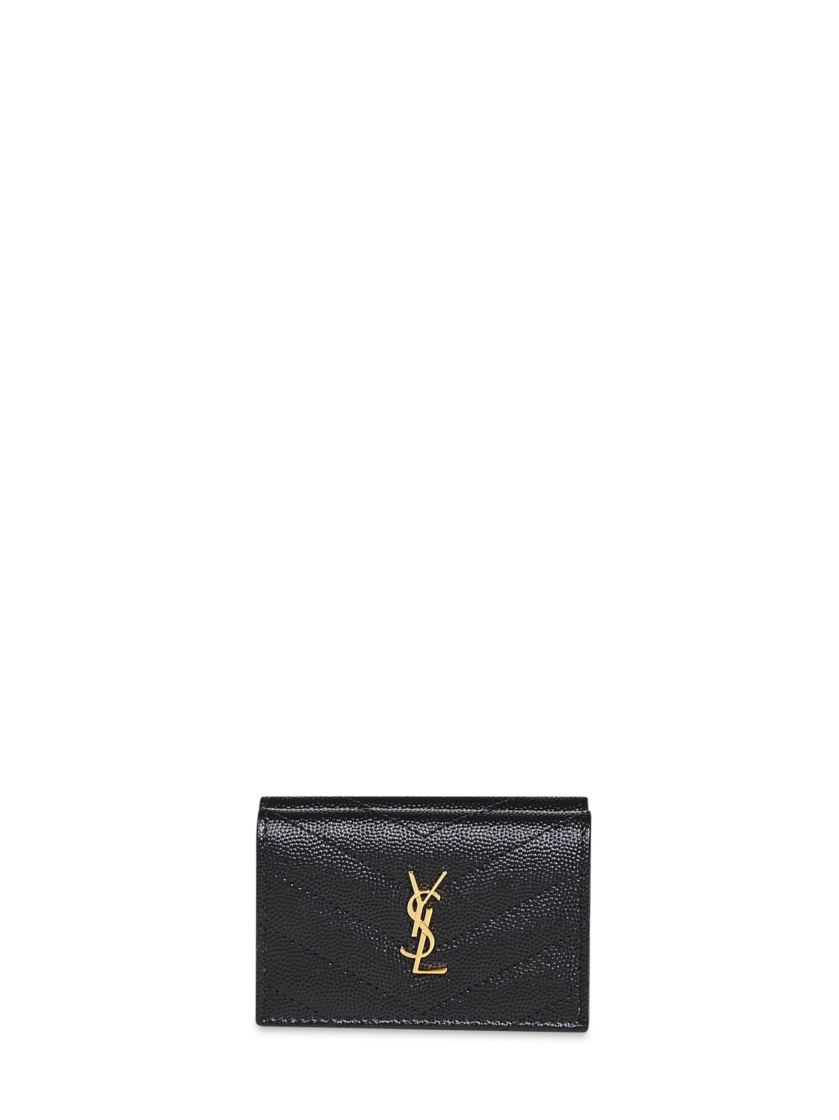 Saint Laurent Women Black Cassandre Origami Tiny Wallet SAINT LAURENT