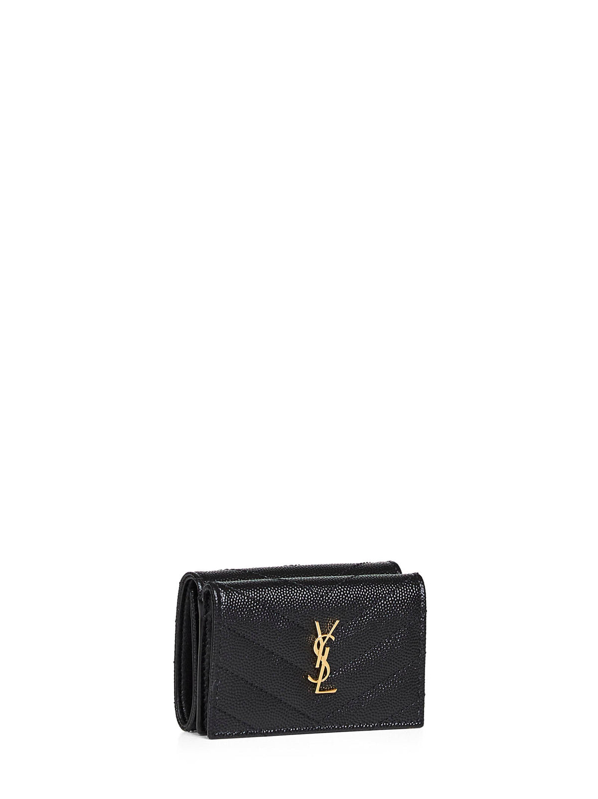 Saint Laurent Women Black Cassandre Origami Tiny Wallet SAINT LAURENT