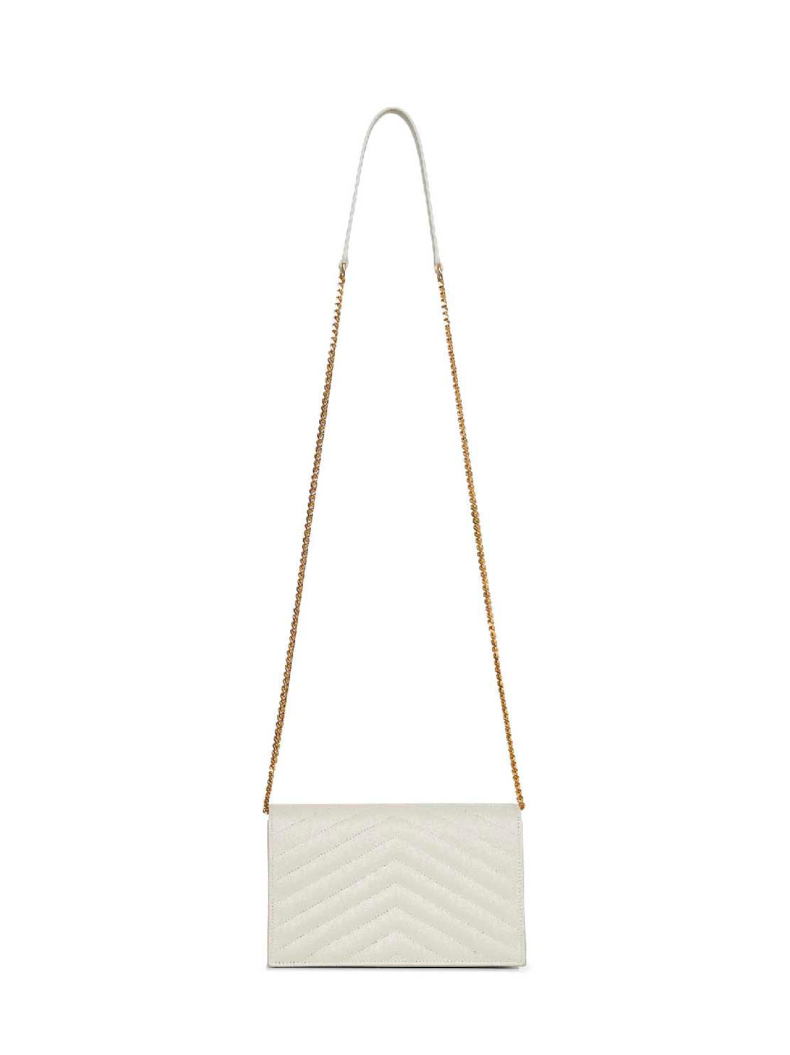 Saint Laurent Women Soft Cream Cassandre Classic Envelope Clutch With Chain Shoulde Strap SAINT LAURENT