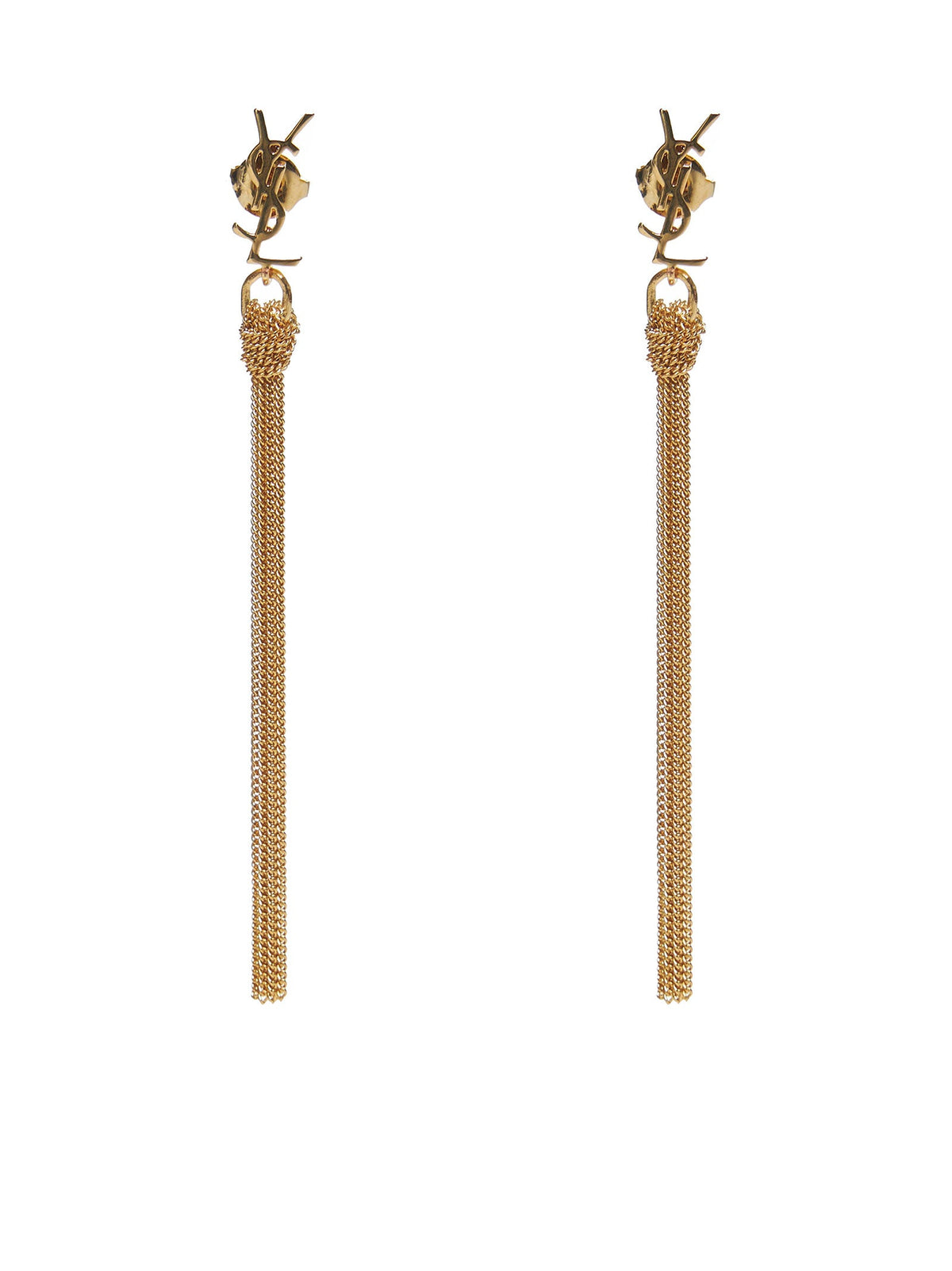 Saint Laurent Women Cassandre Metal Earrings With Tassel SAINT LAURENT