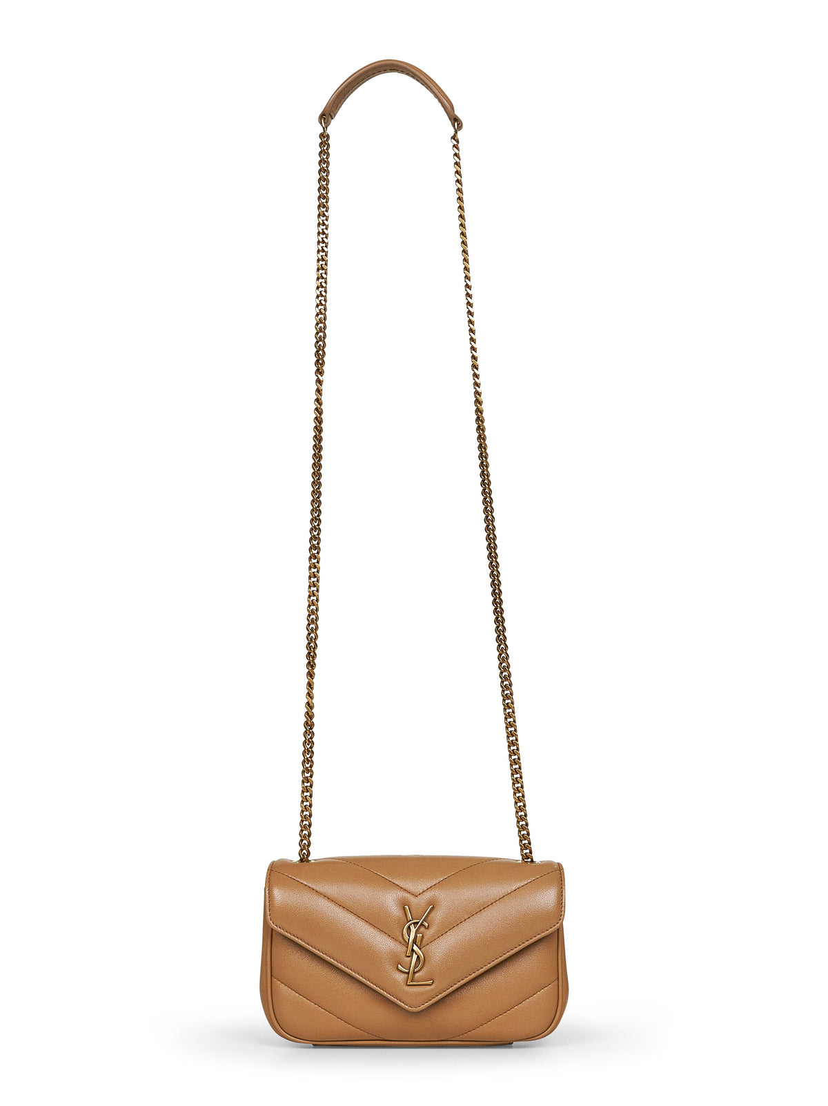 Saint Laurent Women Beige Loulou Mini Crossbody Bag SAINT LAURENT