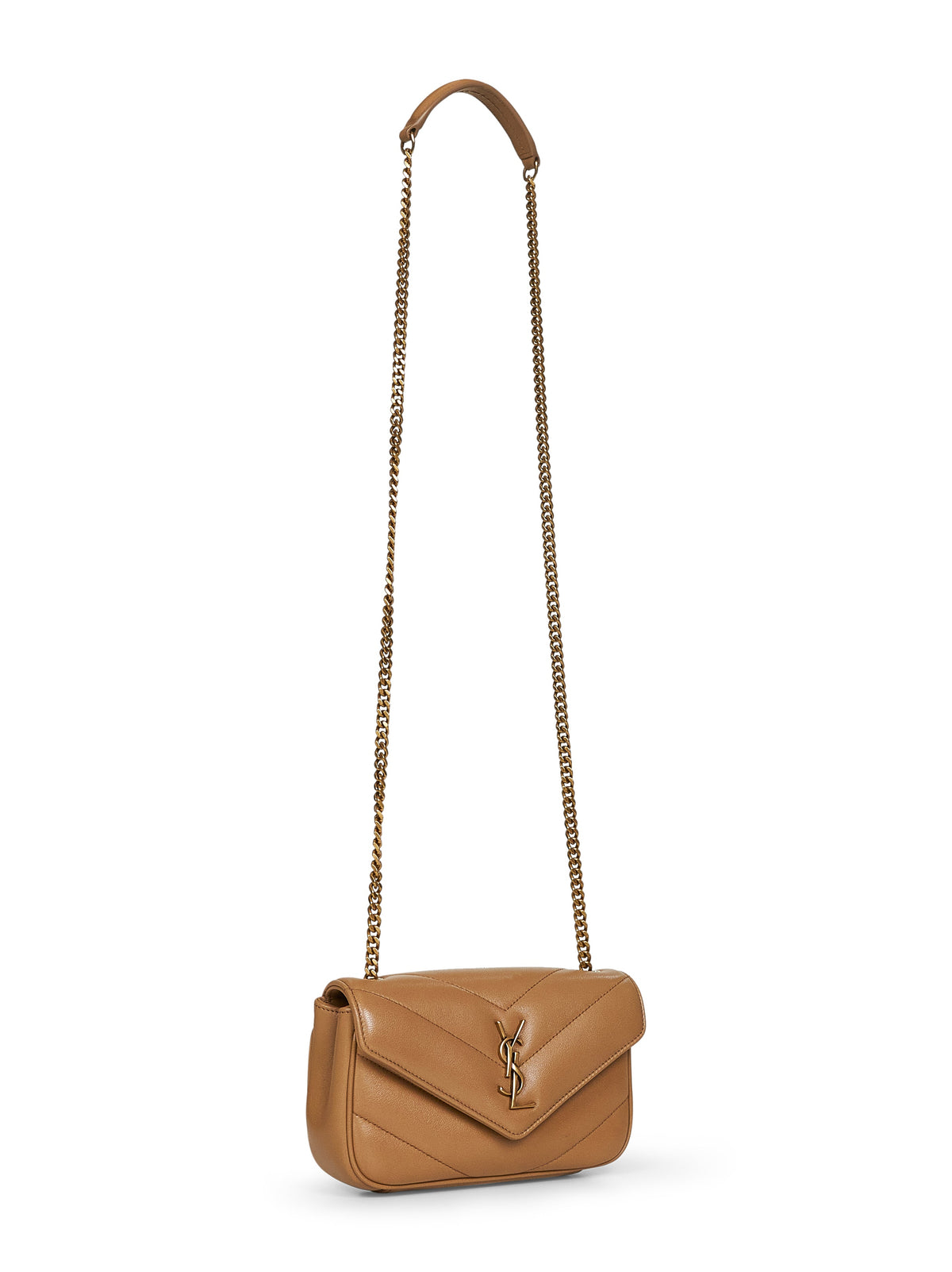 Saint Laurent Women Beige Loulou Mini Crossbody Bag SAINT LAURENT