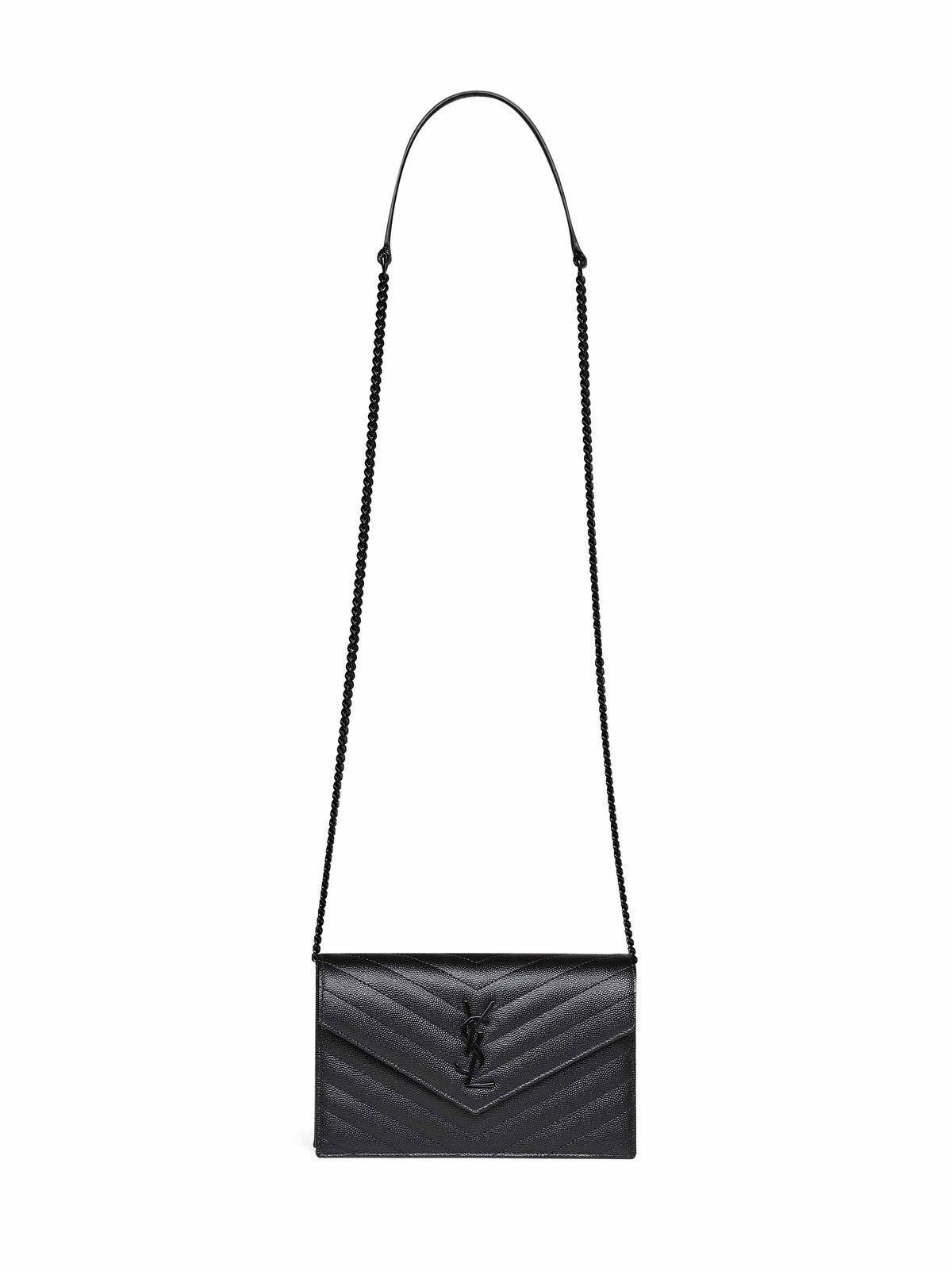 Saint Laurent Women Black Cassandre Classic Envelope Clutch With Chain Shoulde Strap SAINT LAURENT