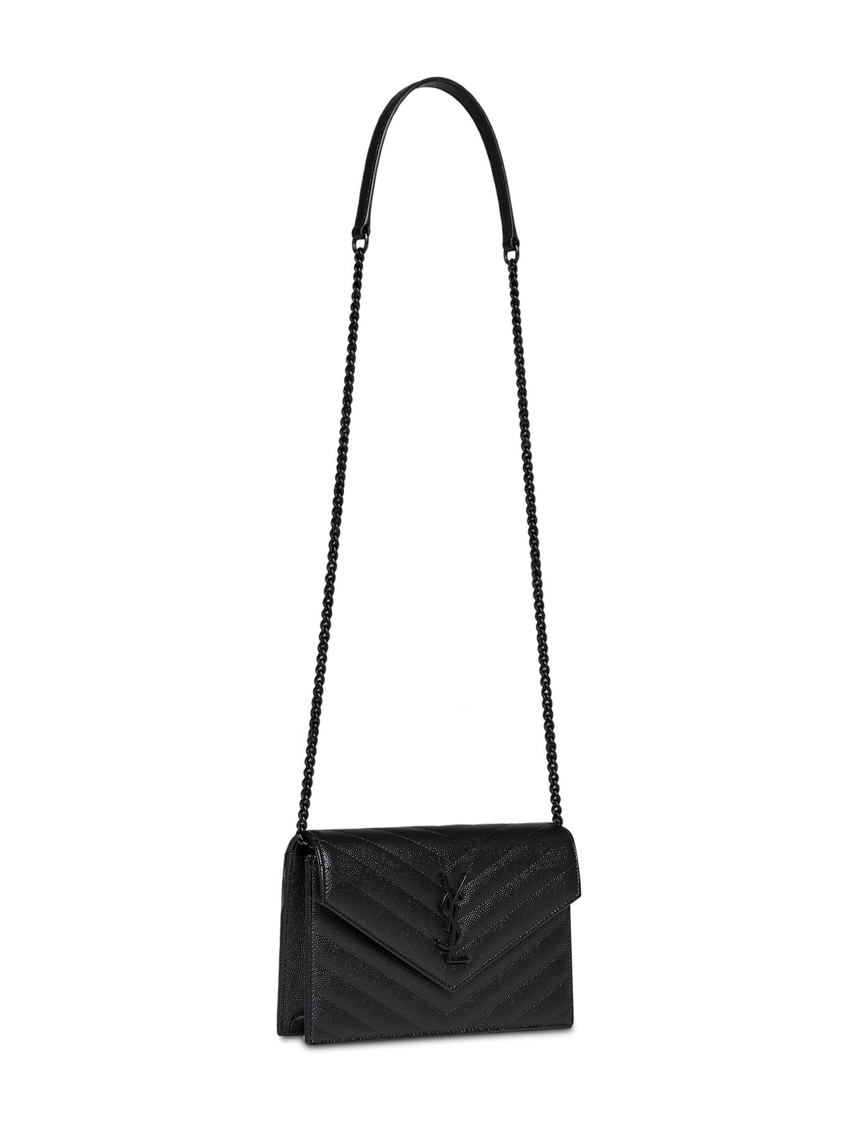 Saint Laurent Women Black Cassandre Classic Envelope Clutch With Chain Shoulde Strap SAINT LAURENT