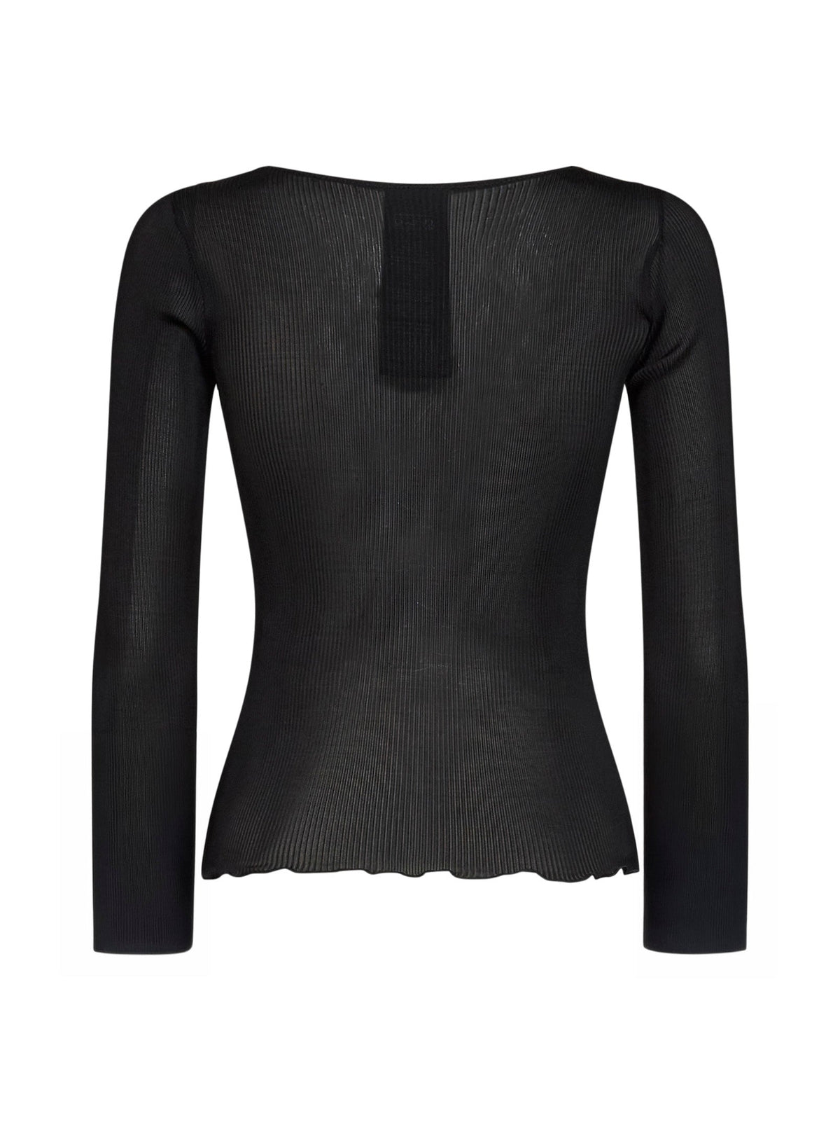 Saint Laurent Women Black Ribbed Silk Knit Cassandre Top SAINT LAURENT