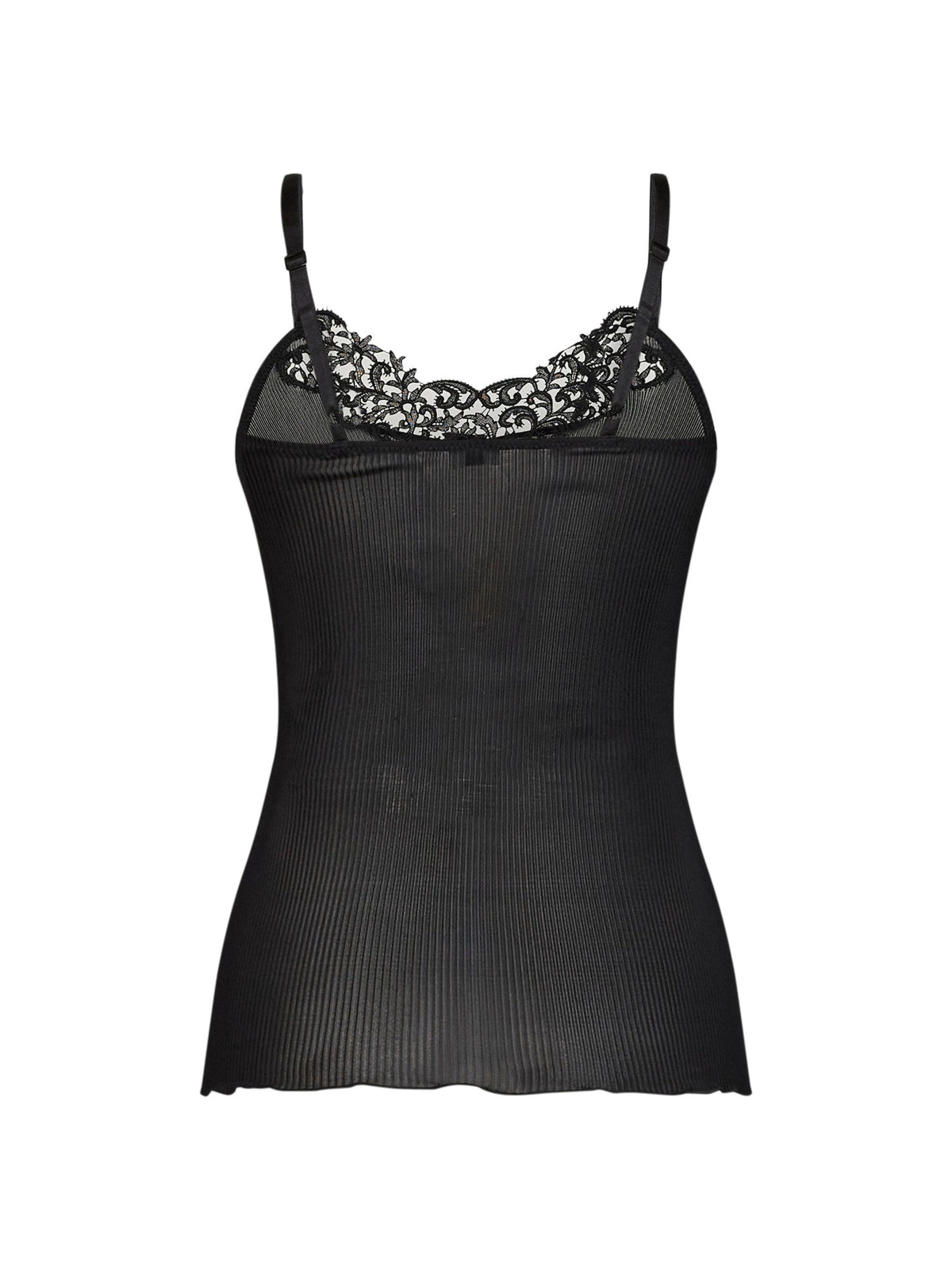 Saint Laurent Women Black Ribbed Silk Knit Guipure Tank Top SAINT LAURENT