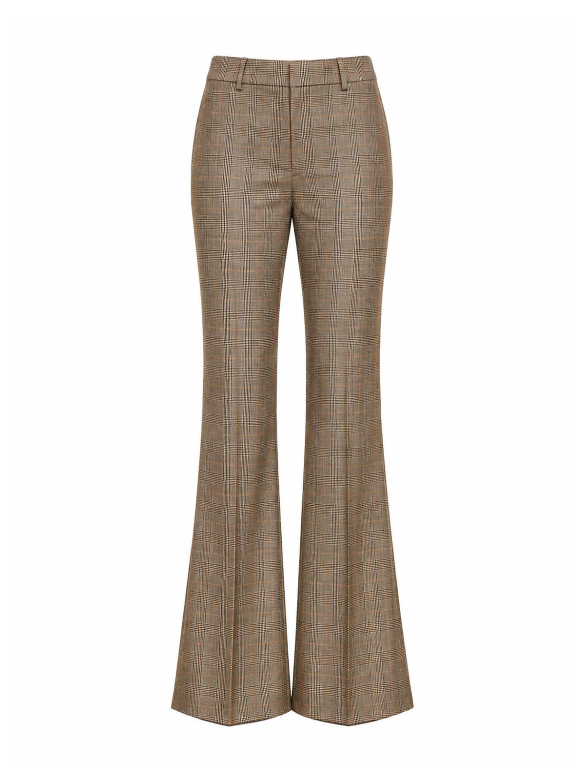 Saint Laurent Women Beige Checked Flared Trousers SAINT LAURENT