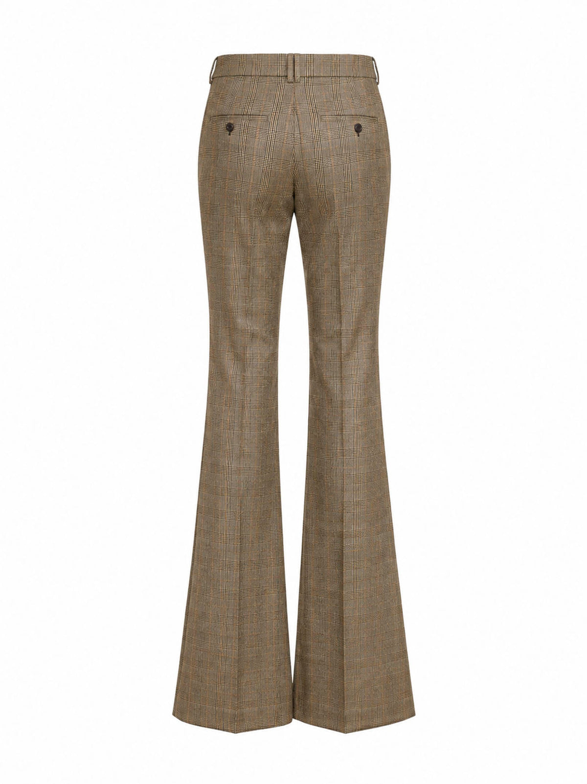 Saint Laurent Women Beige Checked Flared Trousers SAINT LAURENT