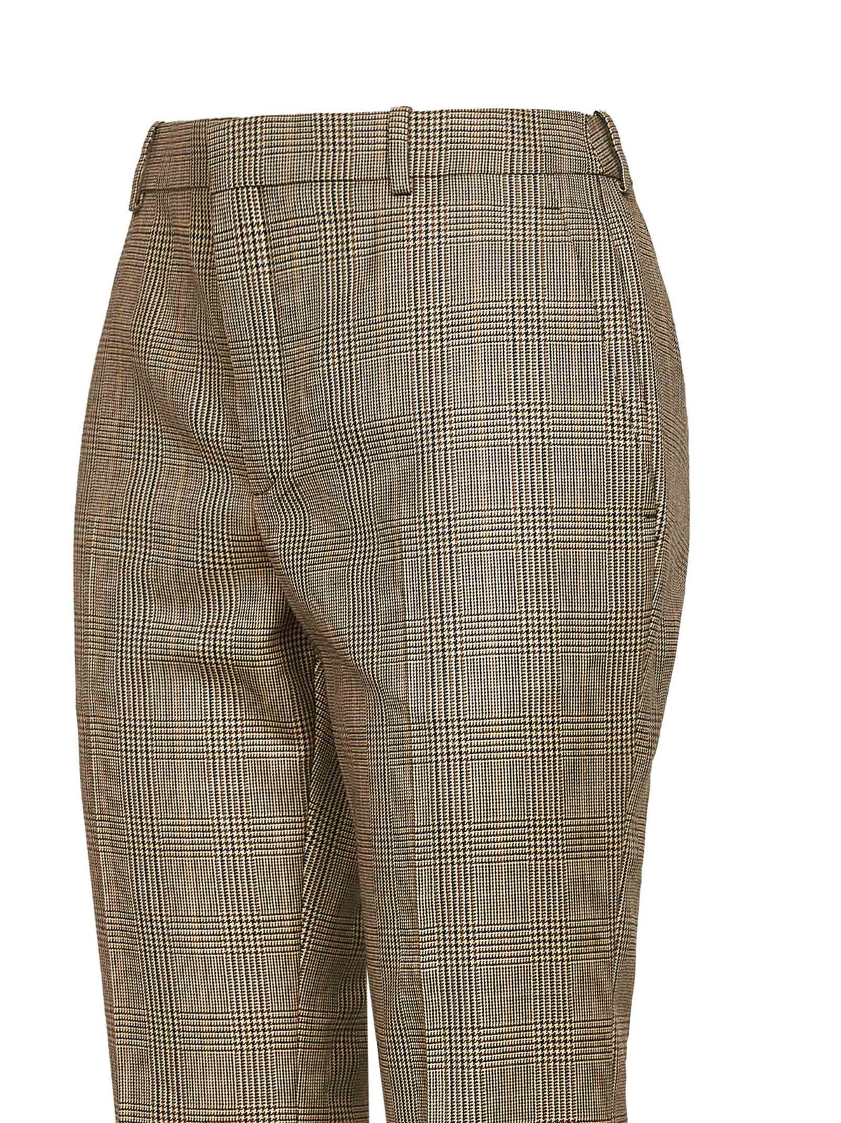 Saint Laurent Women Beige Checked Flared Trousers SAINT LAURENT