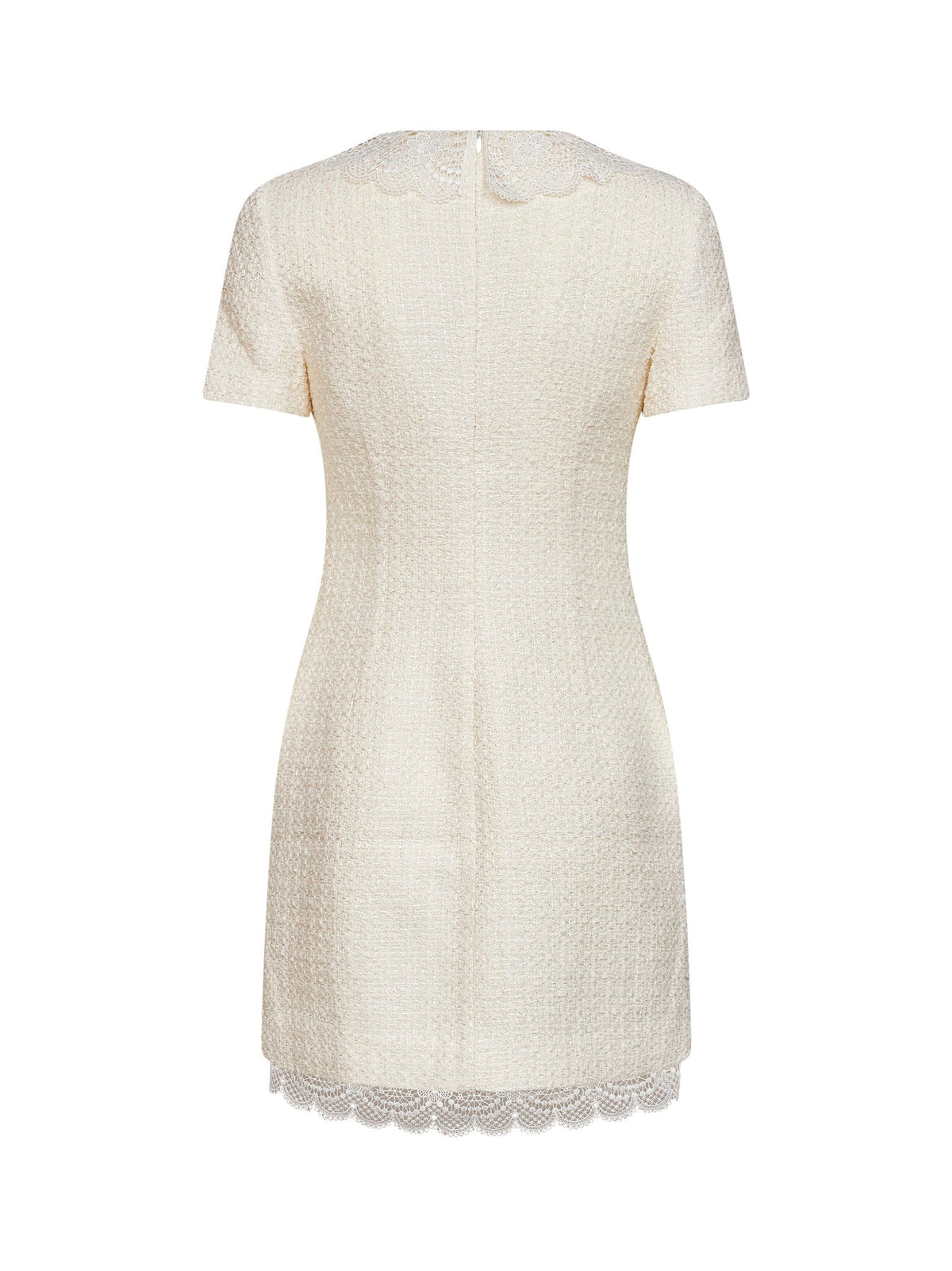 Self Portrait Women Cream Bouclé Tailored Minidress With Lace Inserts SELF-PORTRAIT