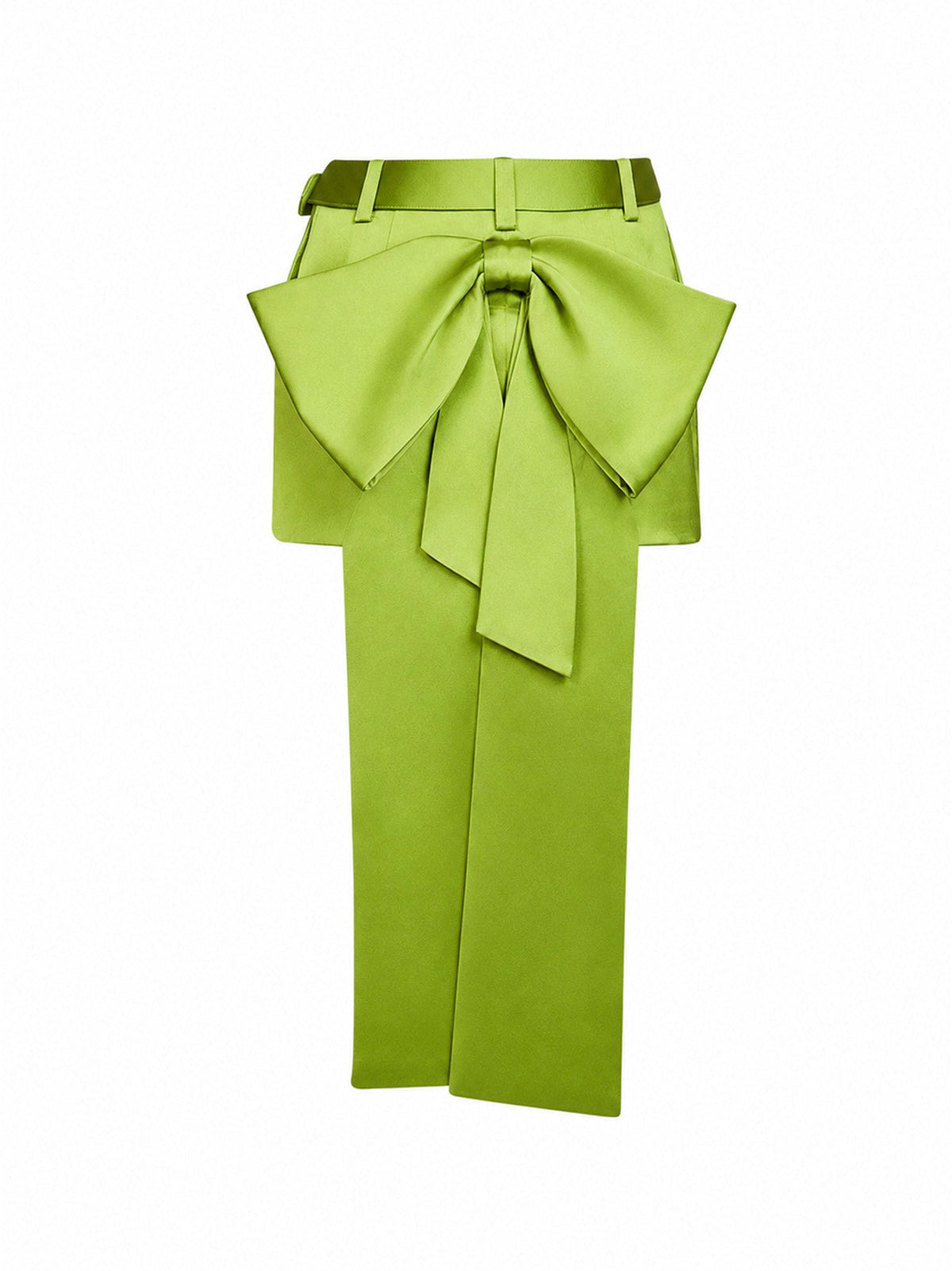 Self Portrait Women Green Satin Belted Mini Skirt With Bow SELF-PORTRAIT