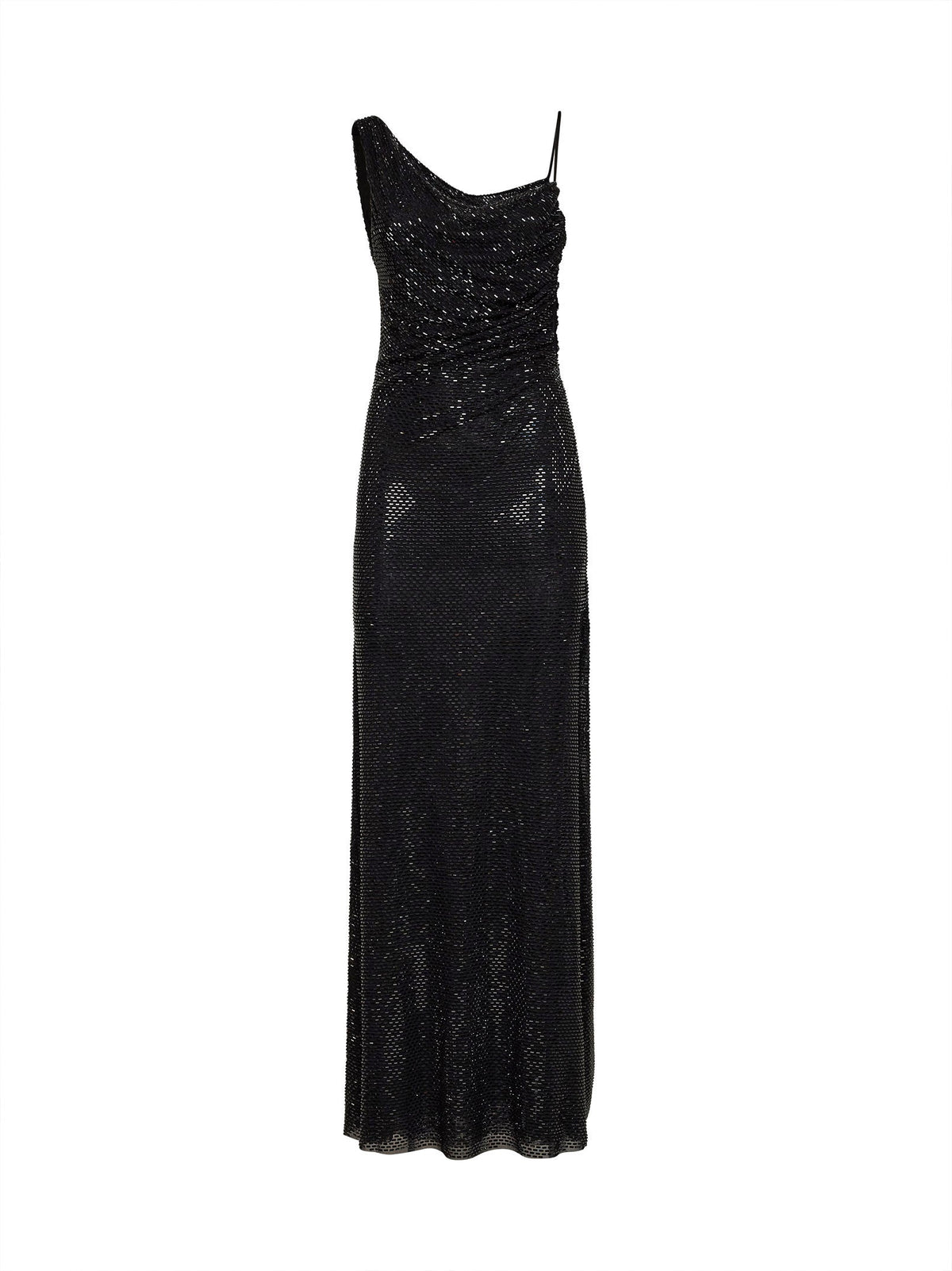 Self Portrait Women Black Rhinestone-Embellished Tulle Draped Maxi Dress SELF-PORTRAIT