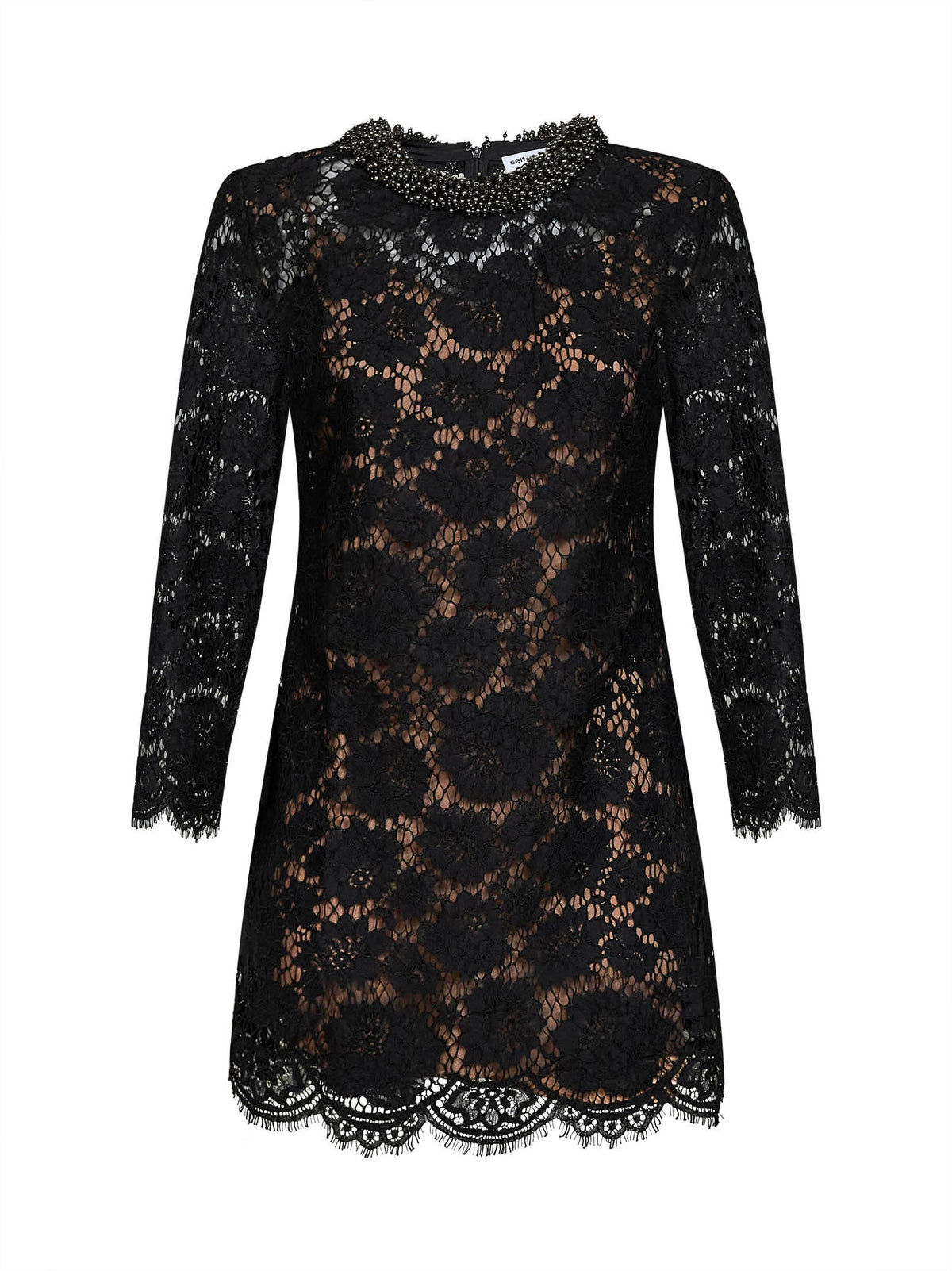 Self Portrait Women Black Lace Long-Sleeved Mini Dress SELF-PORTRAIT