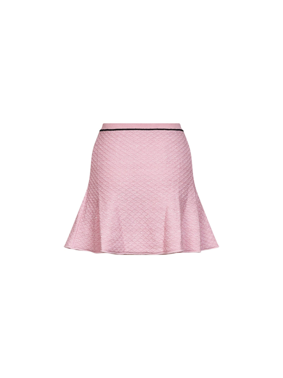 Self Portrait Women Pink Sequin Knit Flared Mini Skirt SELF-PORTRAIT