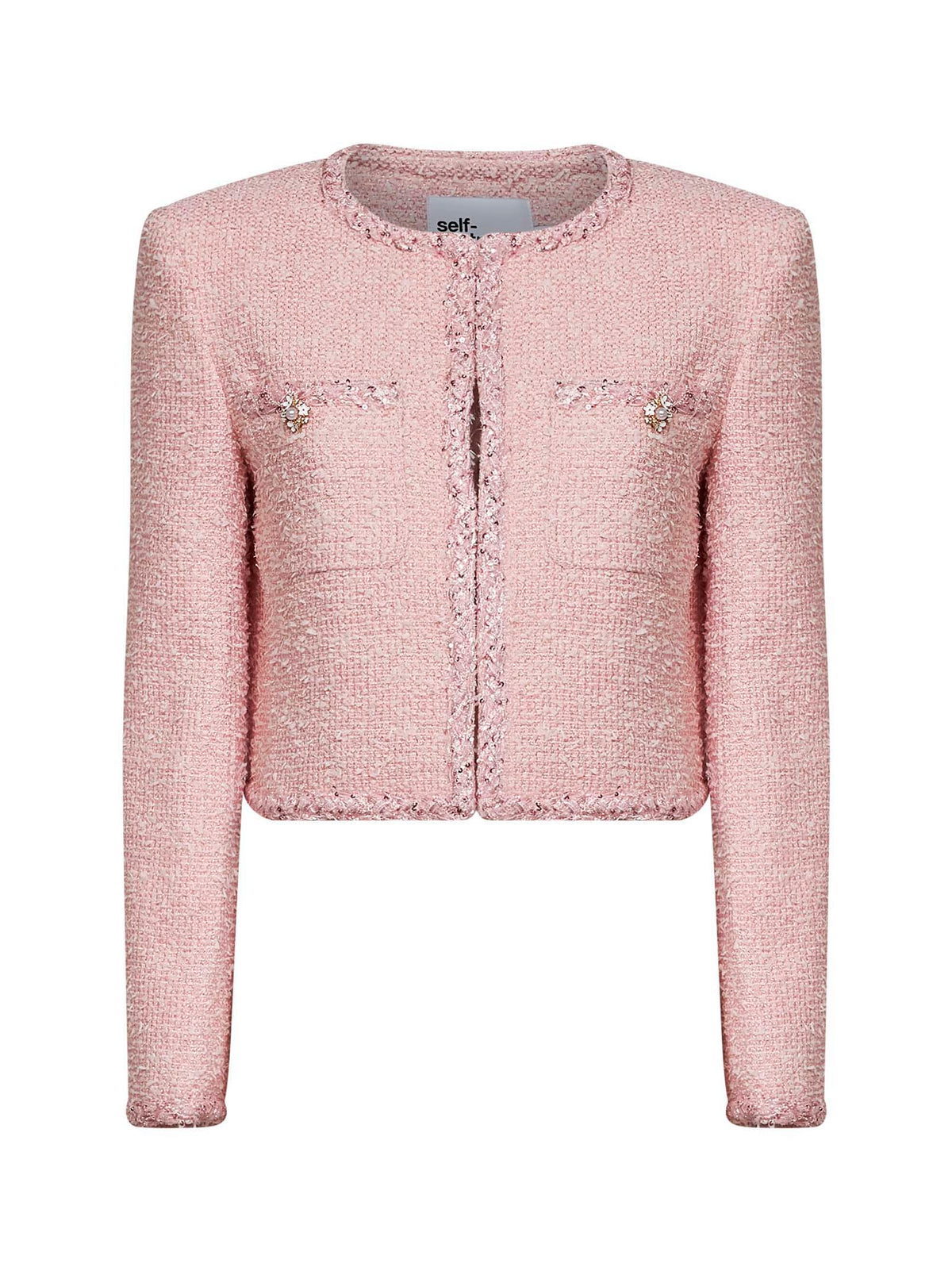 Self Portrait Women Pink Bouclé Jacket With Braided Trimmings SELF-PORTRAIT