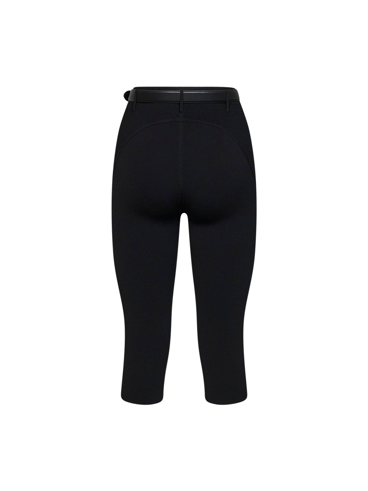 Self Portrait Women Black Compact Knit Capri Leggings SELF-PORTRAIT