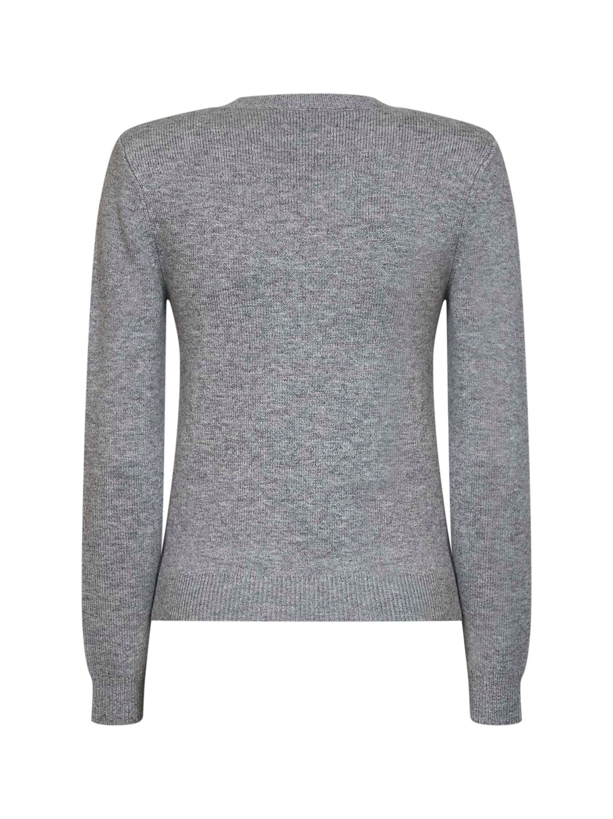 Self Portrait Women Grey Wool And Cashmere Blend V-Neck Flower Sweater SELF-PORTRAIT