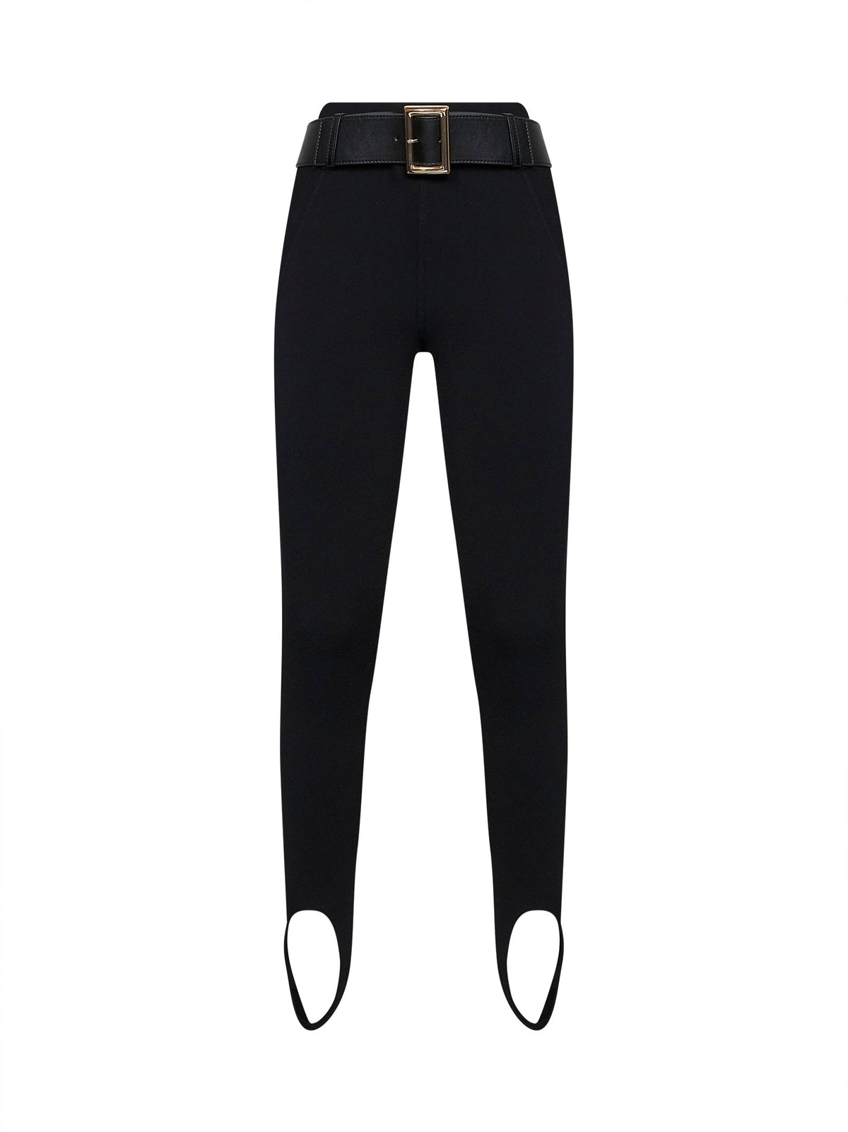 Self Portrait Women Black Compact Knit Stirrup Leggings SELF-PORTRAIT