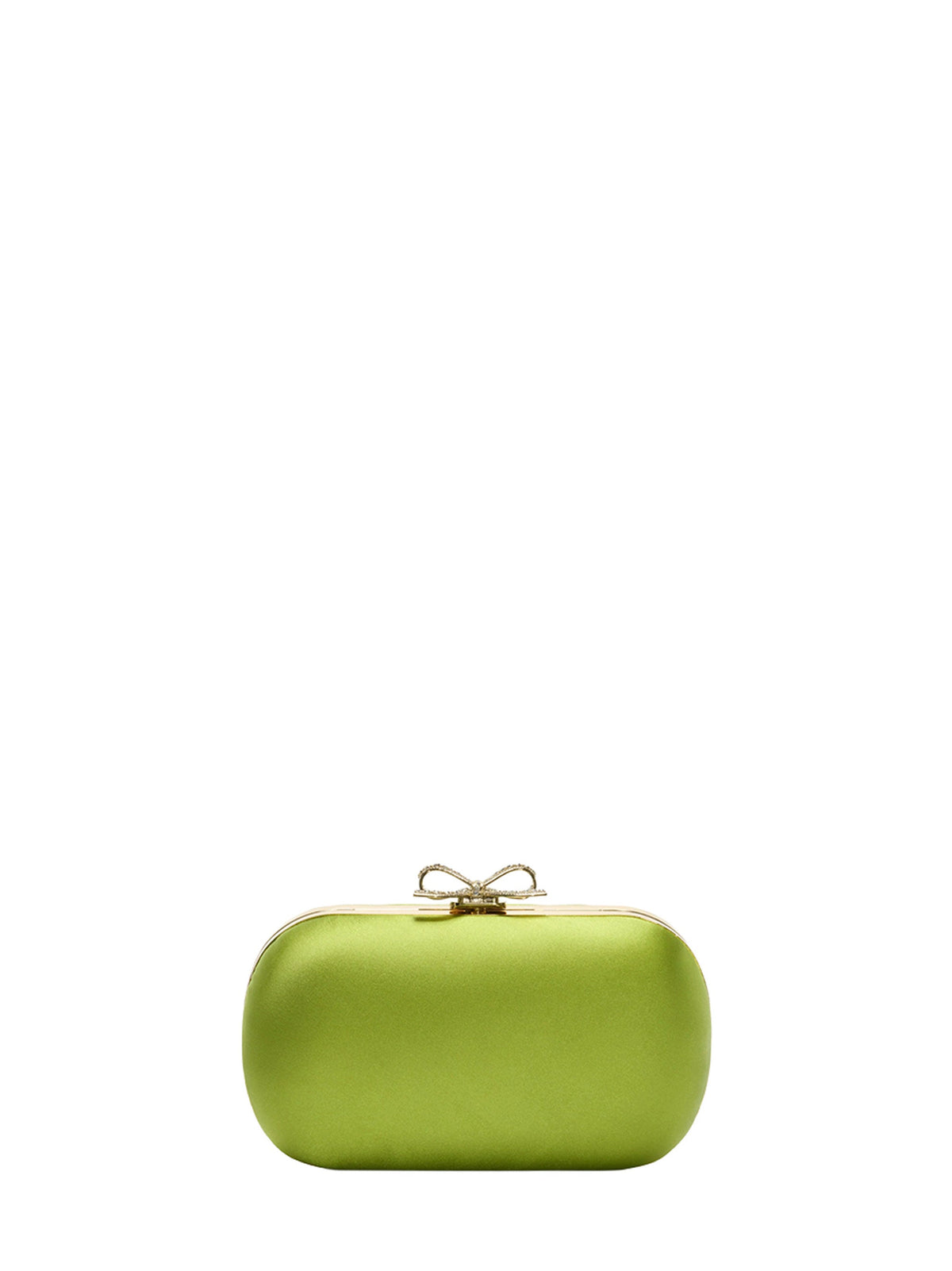 Self Portrait Women Green Clutch With Shoulder Strap And Crystal Bow SELF-PORTRAIT
