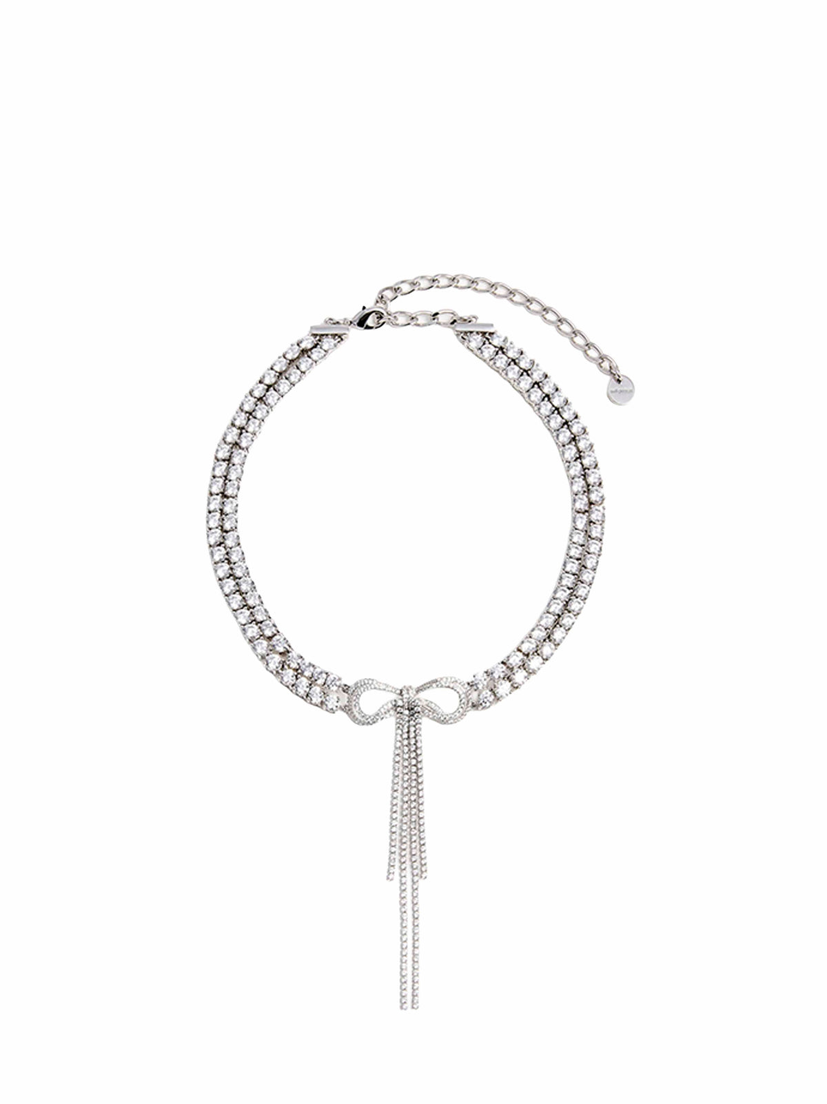 Self Portrait Women Silver Doublecrystal Bow Choker Necklace SELF-PORTRAIT