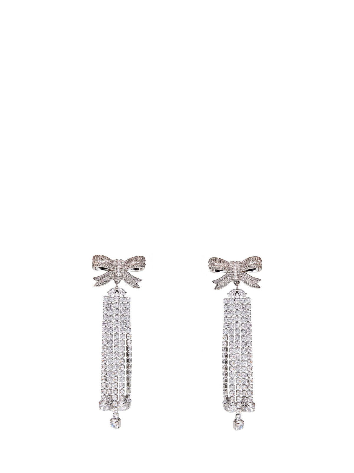 Self Portrait Women Silver Droplet Earrings With Crystal Bow SELF-PORTRAIT