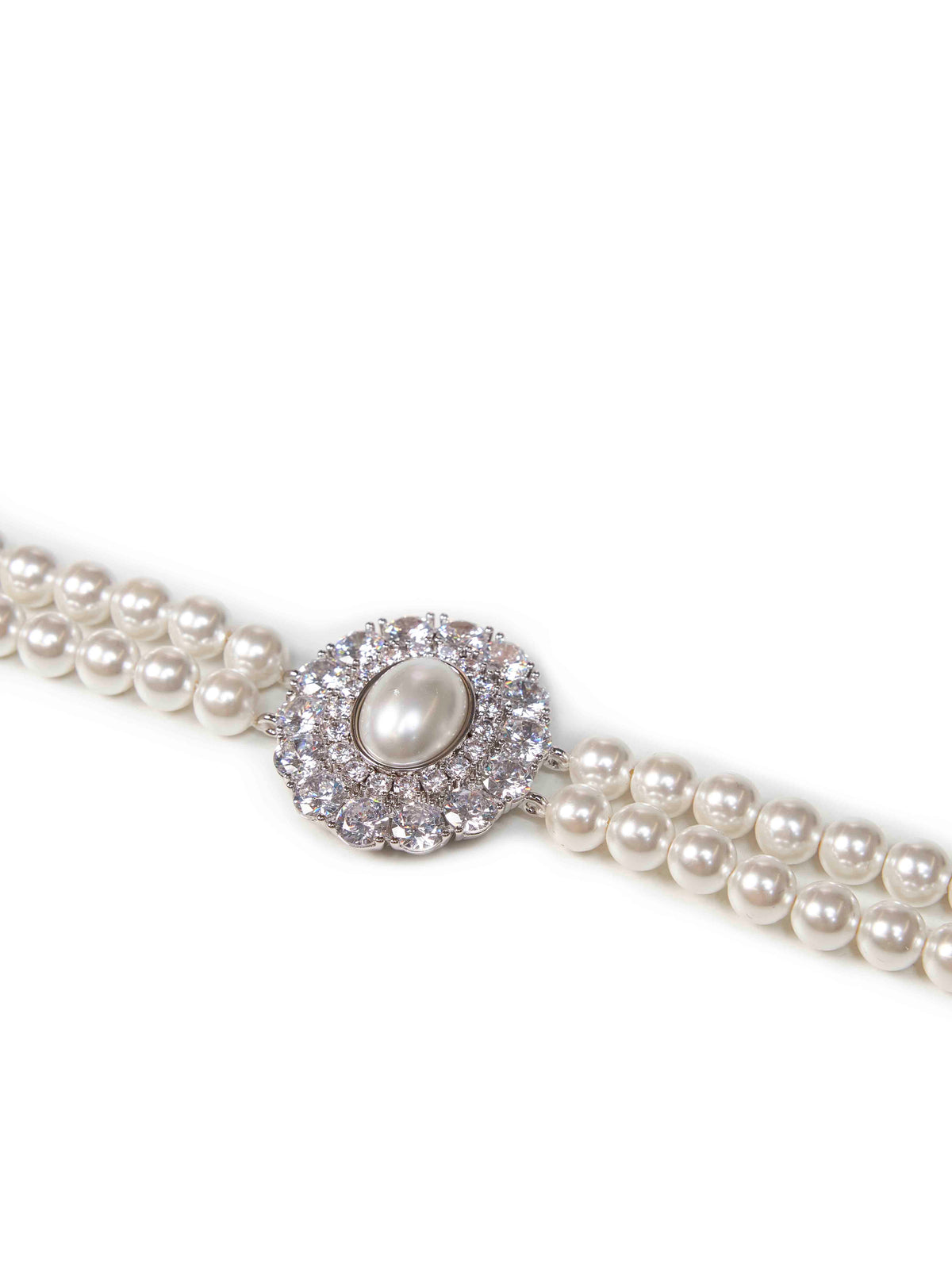 Self Portrait Women Silver Pearl And Crystal Choker Necklace SELF-PORTRAIT