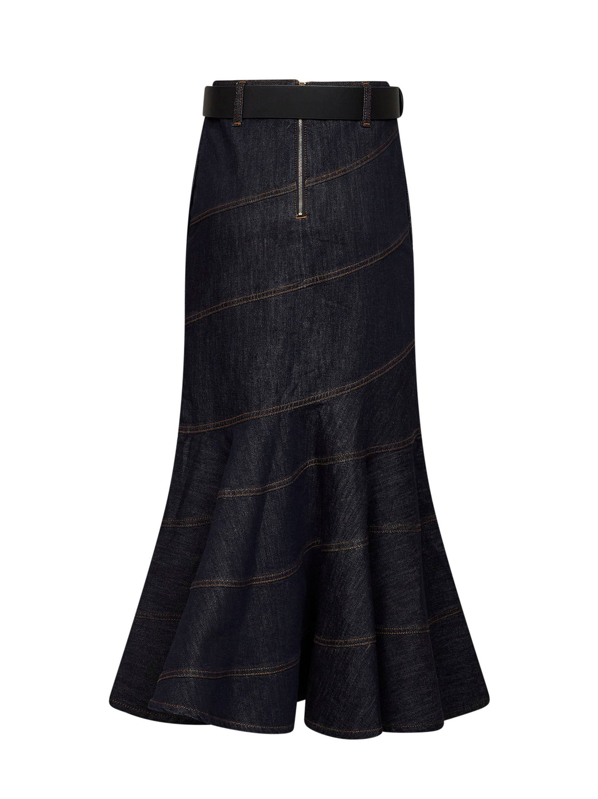 Self Portrait Women Indigo Denim Belted Midi Skirt SELF-PORTRAIT