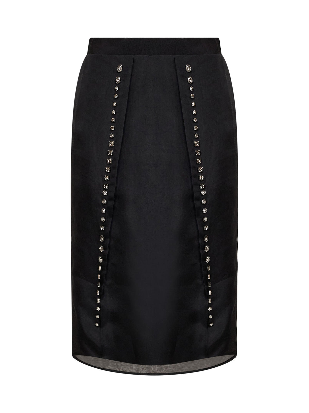 Stella Mccartney Women Black Crystal-Embellished Silk Organza Midi Skirt STELLA MCCARTNEY