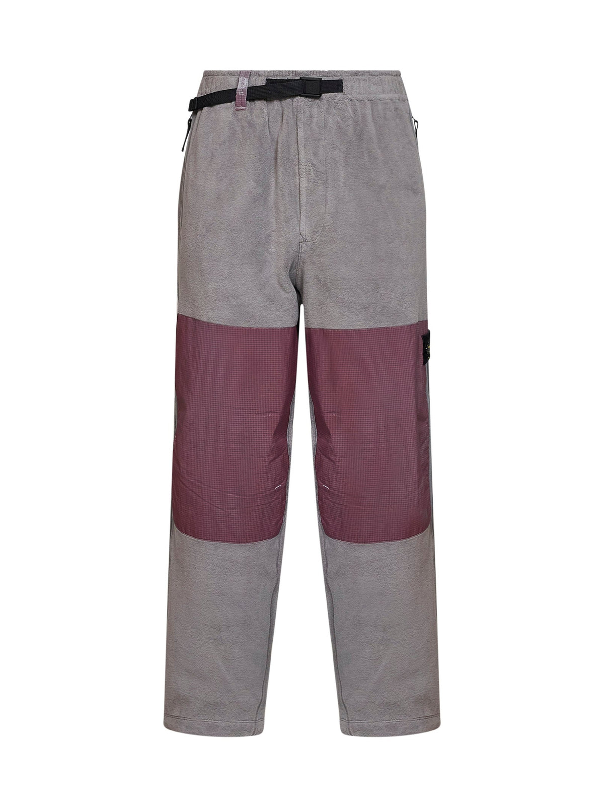 Stone Island Men Grey Brushed Fleece Joggers With Ripstop Inserts STONE ISLAND