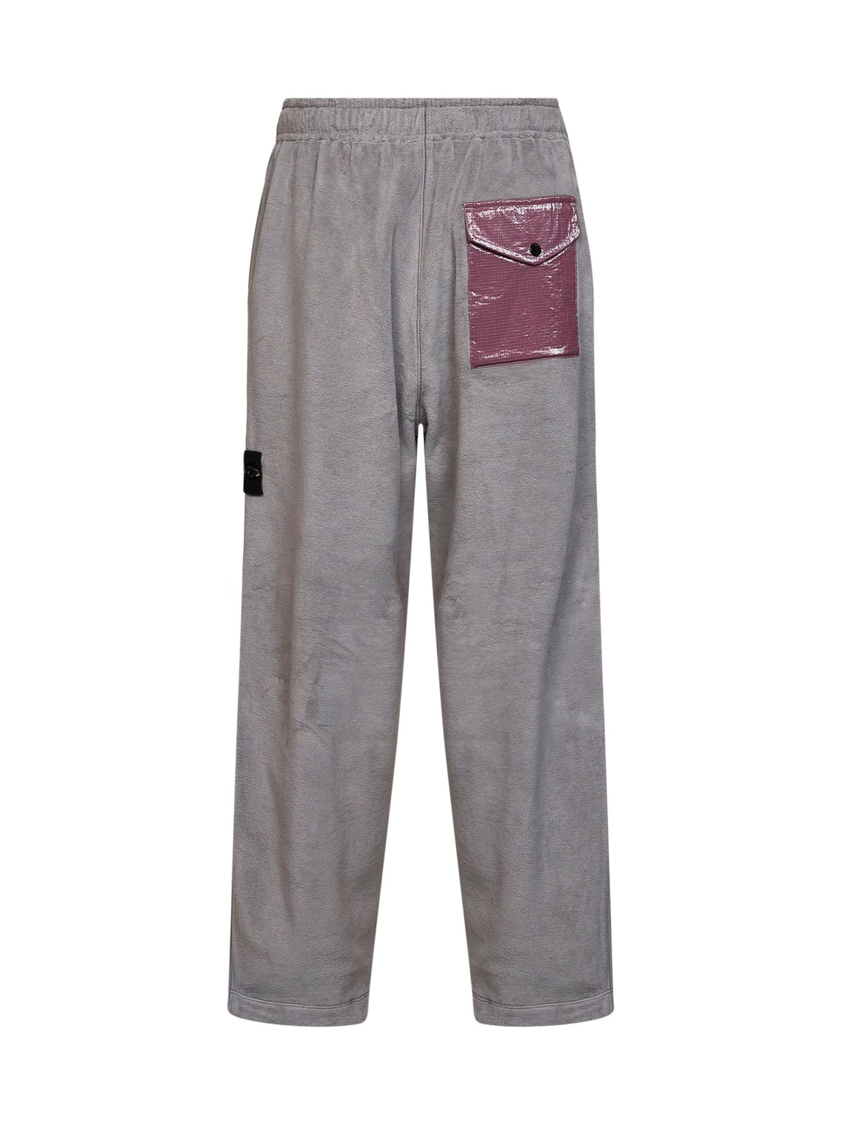 Stone Island Men Grey Brushed Fleece Joggers With Ripstop Inserts STONE ISLAND